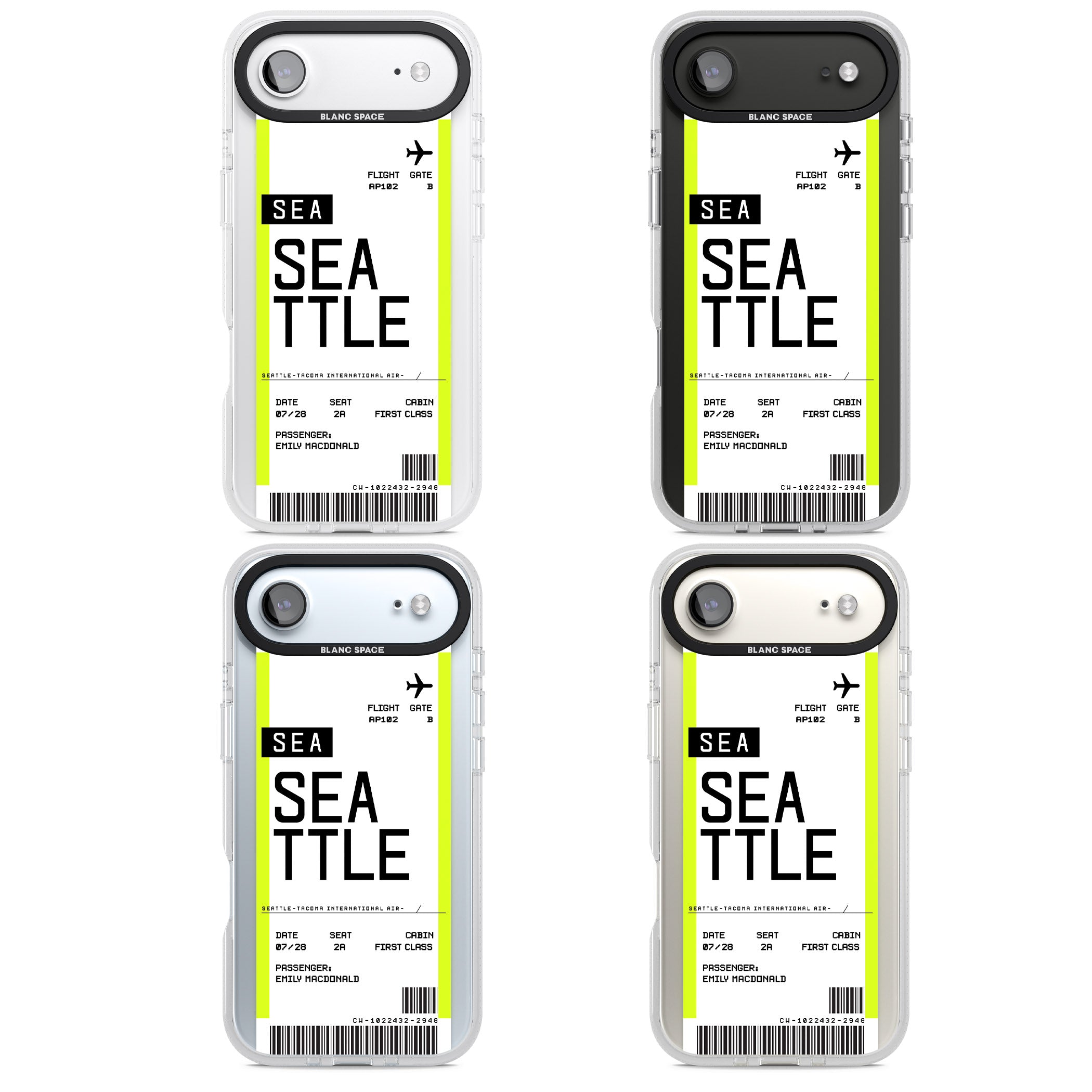 Personalised Seattle Boarding Pass iPhone 17 Air Impact Air Clear Phone Case APT Impact Protection