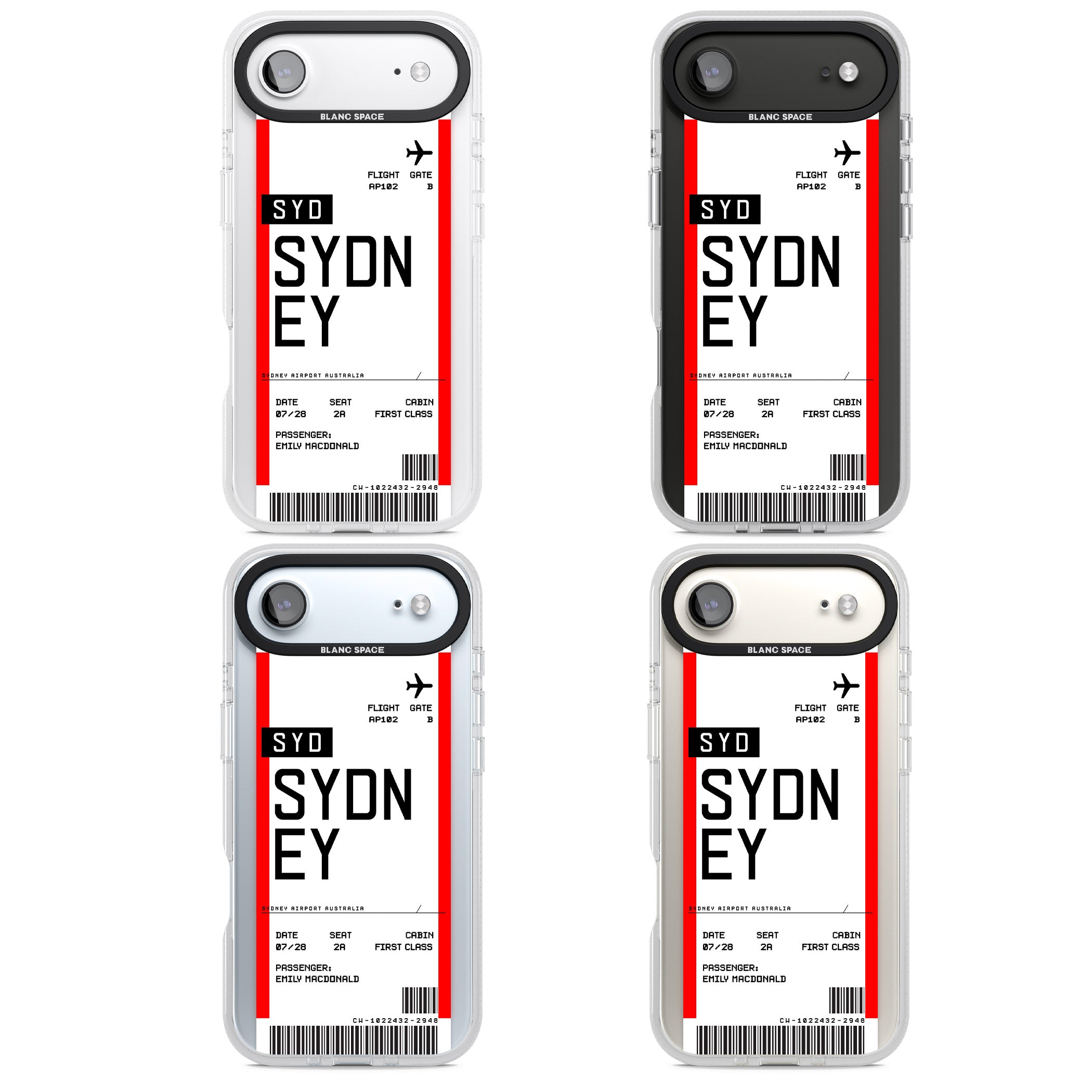 Personalised Sydney Boarding Pass iPhone 17 Air Impact Air Clear Phone Case APT Impact Protection
