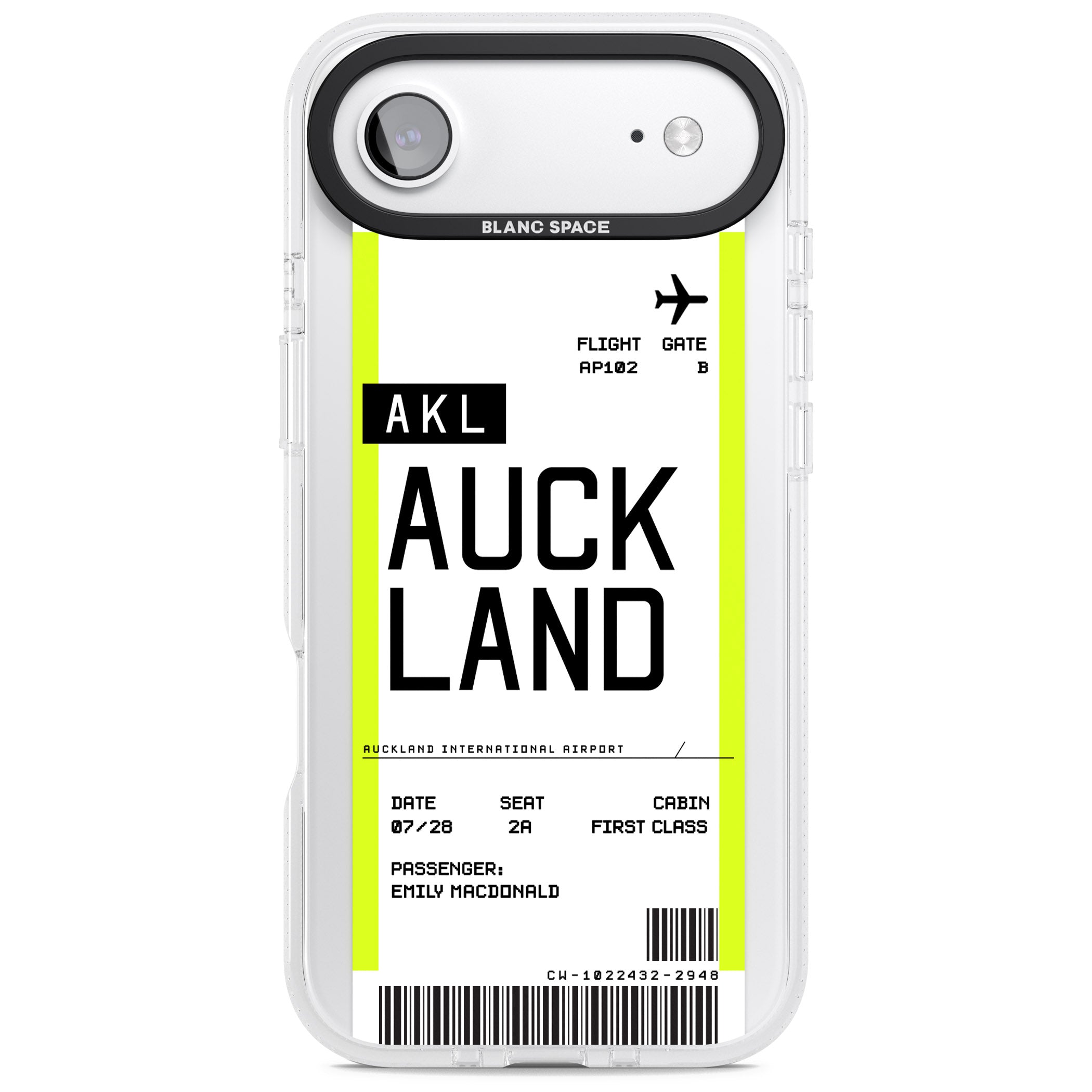 Personalised Auckland Boarding Pass iPhone 17 Air Impact Air Clear Phone Case