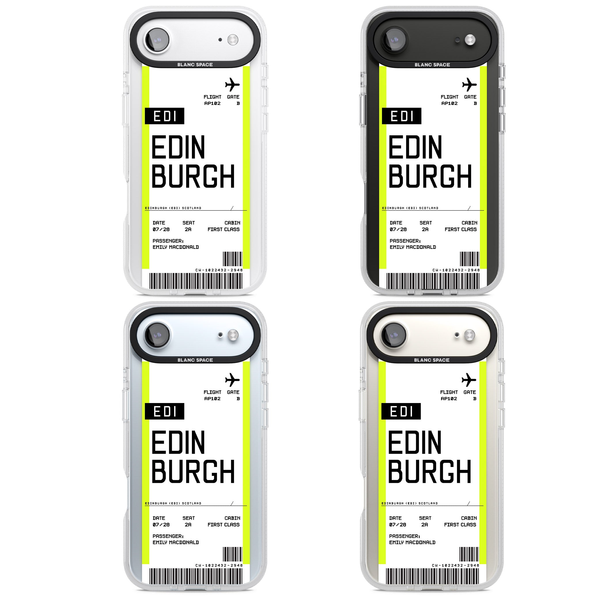 Personalised Edinburgh Boarding Pass iPhone 17 Air Impact Air Clear Phone Case APT Impact Protection
