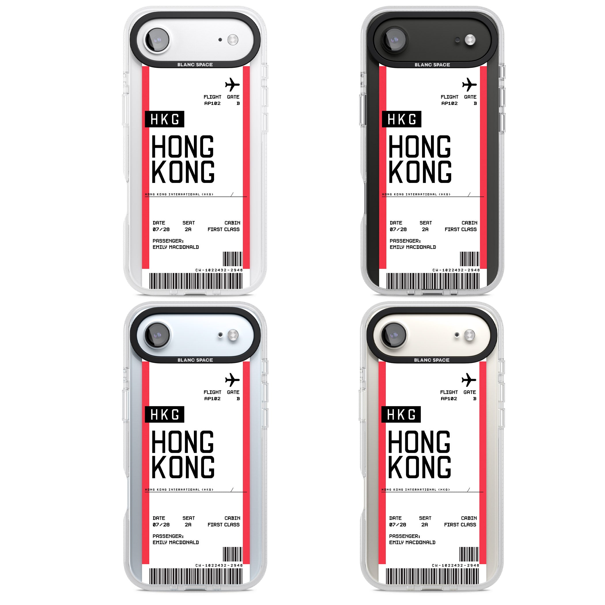 Personalised Hong Kong Boarding Pass iPhone 17 Air Impact Air Clear Phone Case APT Impact Protection