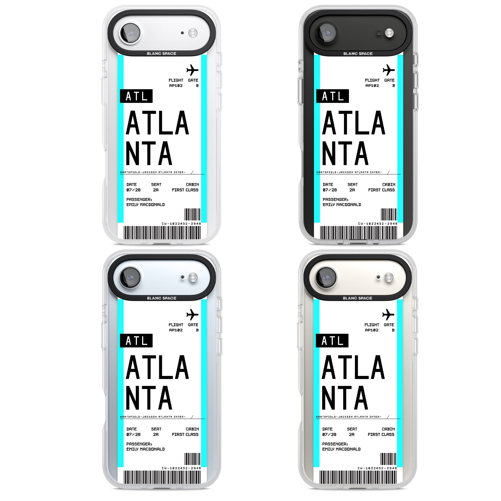 Personalised Atlanta Boarding Pass iPhone 17 Air Impact Air Clear Phone Case APT Impact Protection