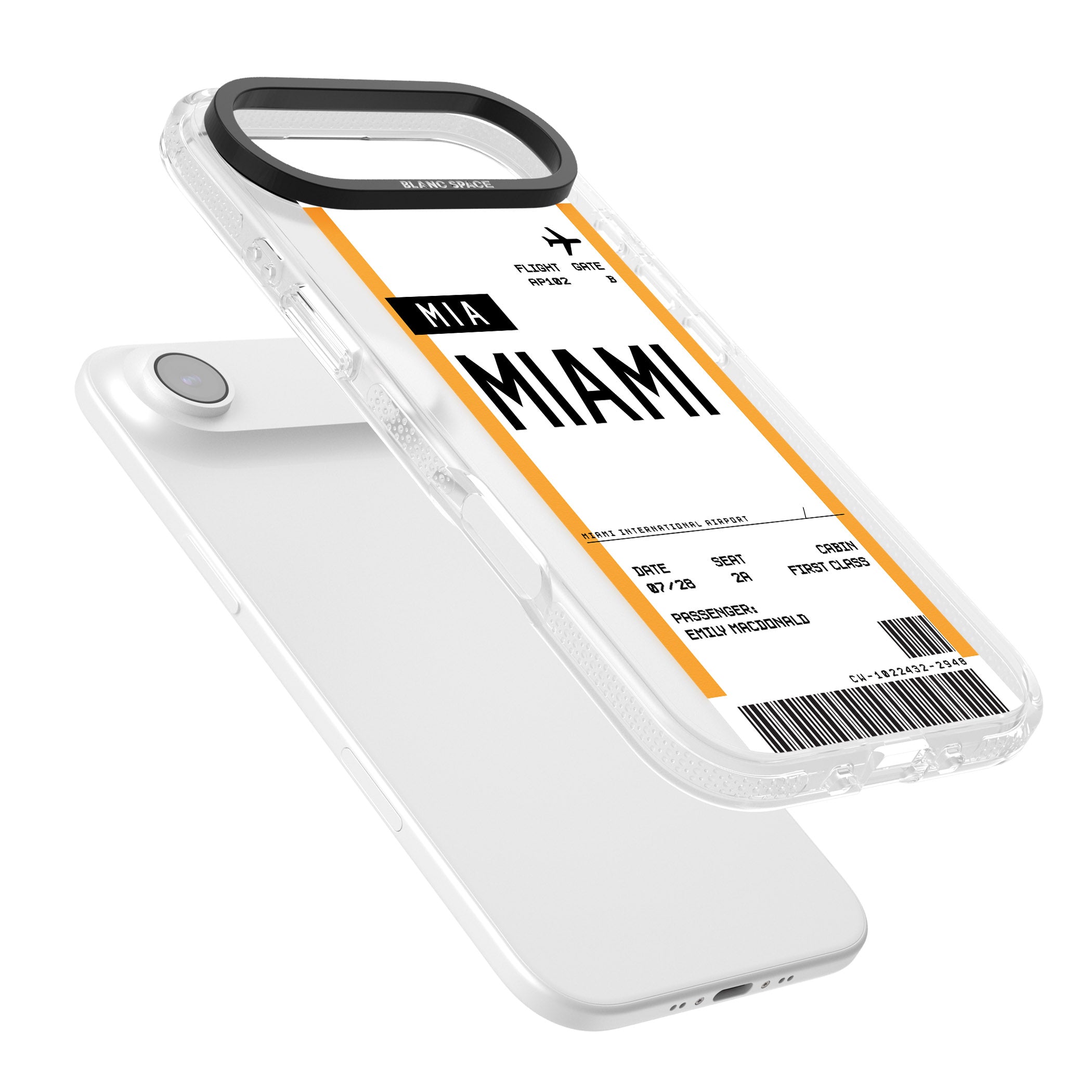 Personalised Miami Boarding Pass iPhone 17 Air Impact Air Clear Phone Case Colours