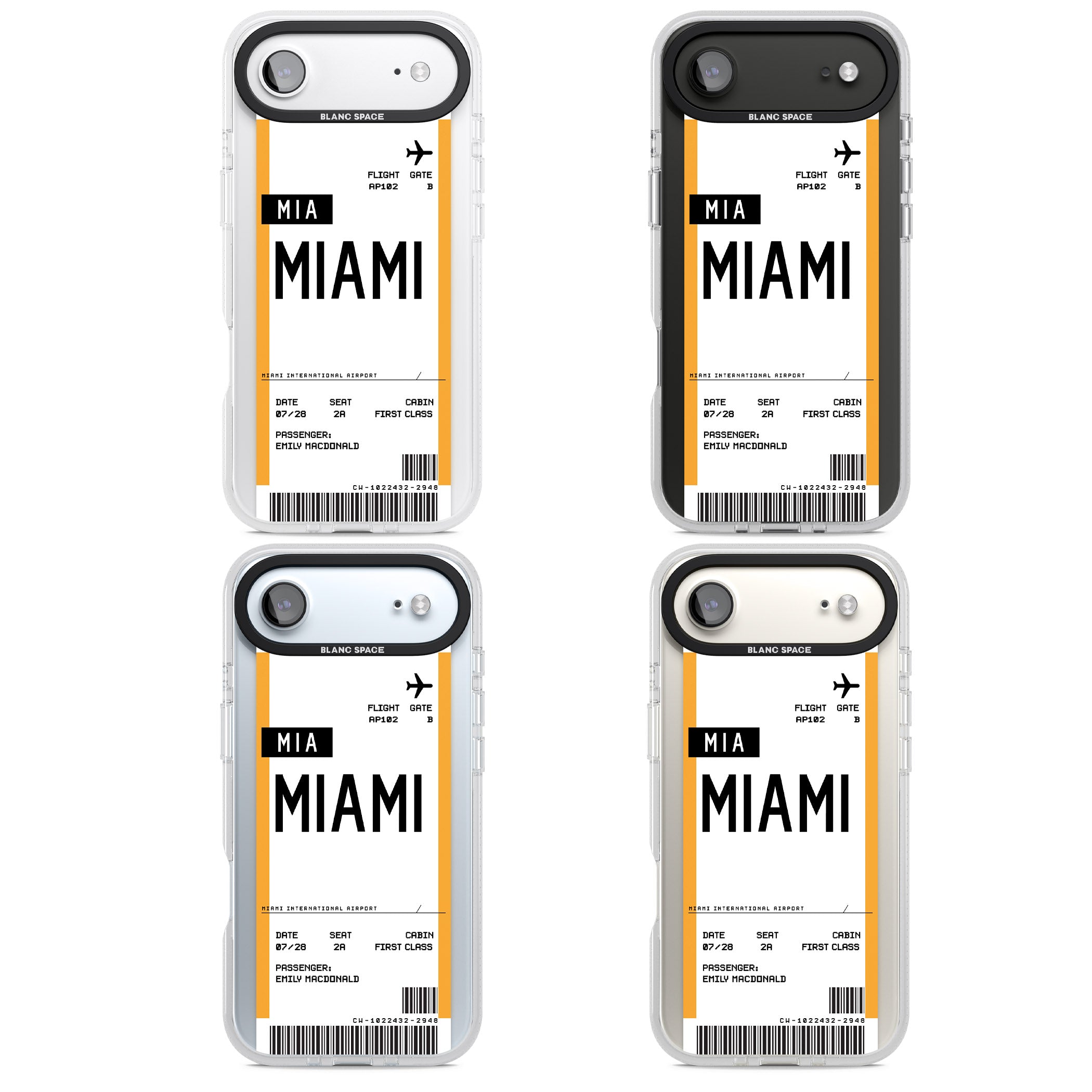 Personalised Miami Boarding Pass iPhone 17 Air Impact Air Clear Phone Case APT Impact Protection