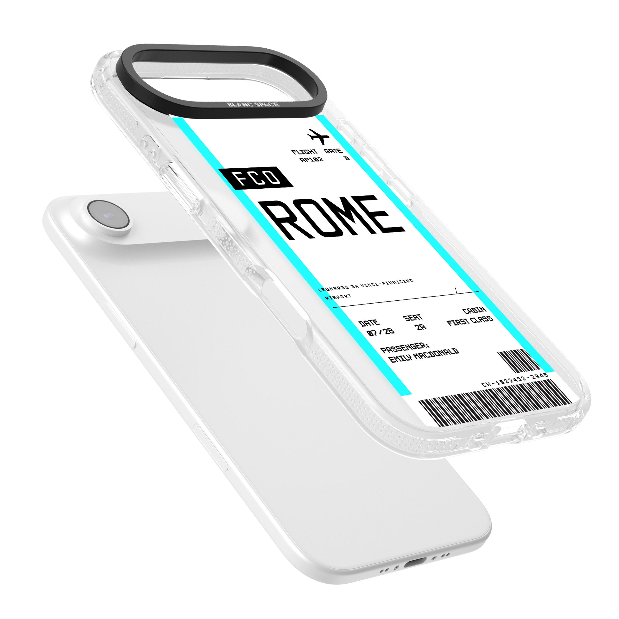 Personalised Rome Boarding Pass iPhone 17 Air Impact Air Clear Phone Case Colours