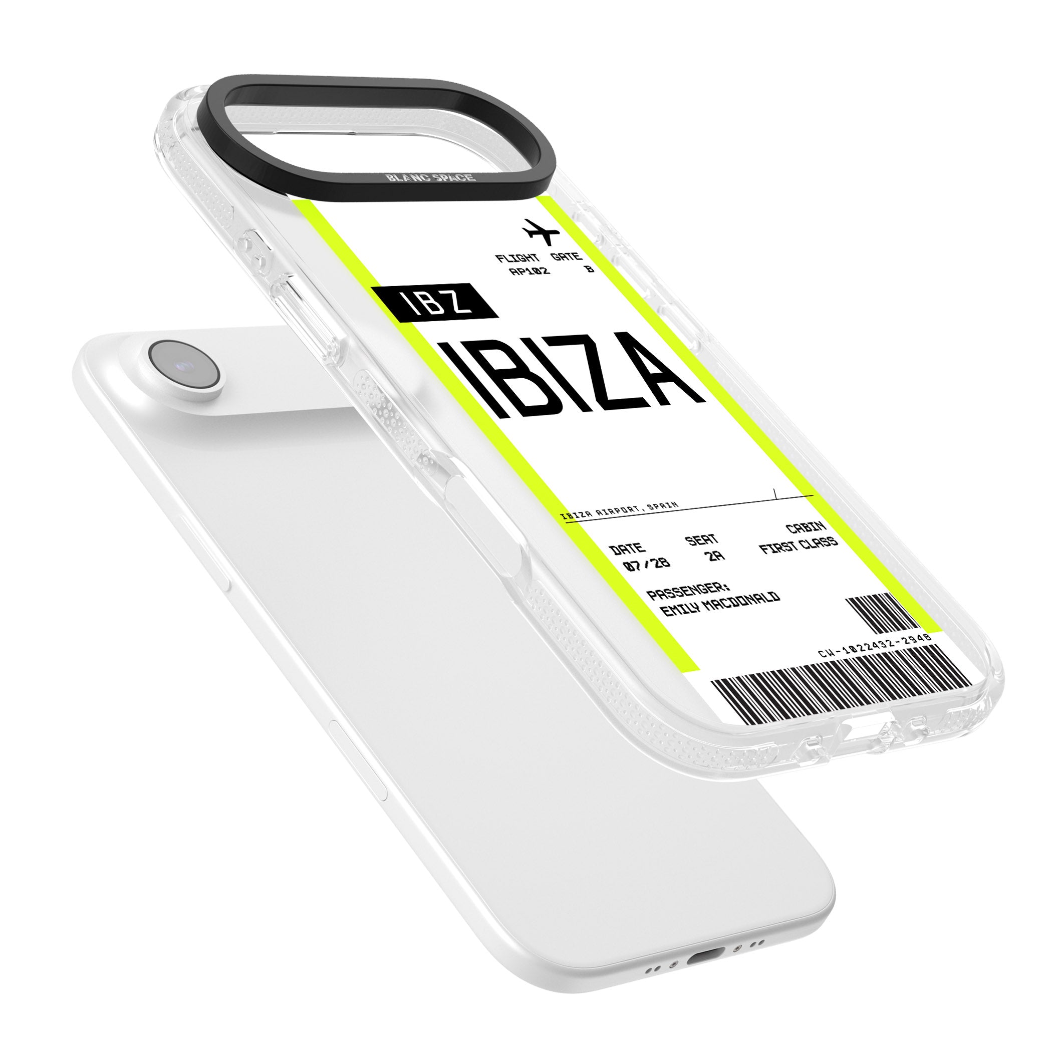 Personalised Ibiza Boarding Pass iPhone 17 Air Impact Air Clear Phone Case Colours