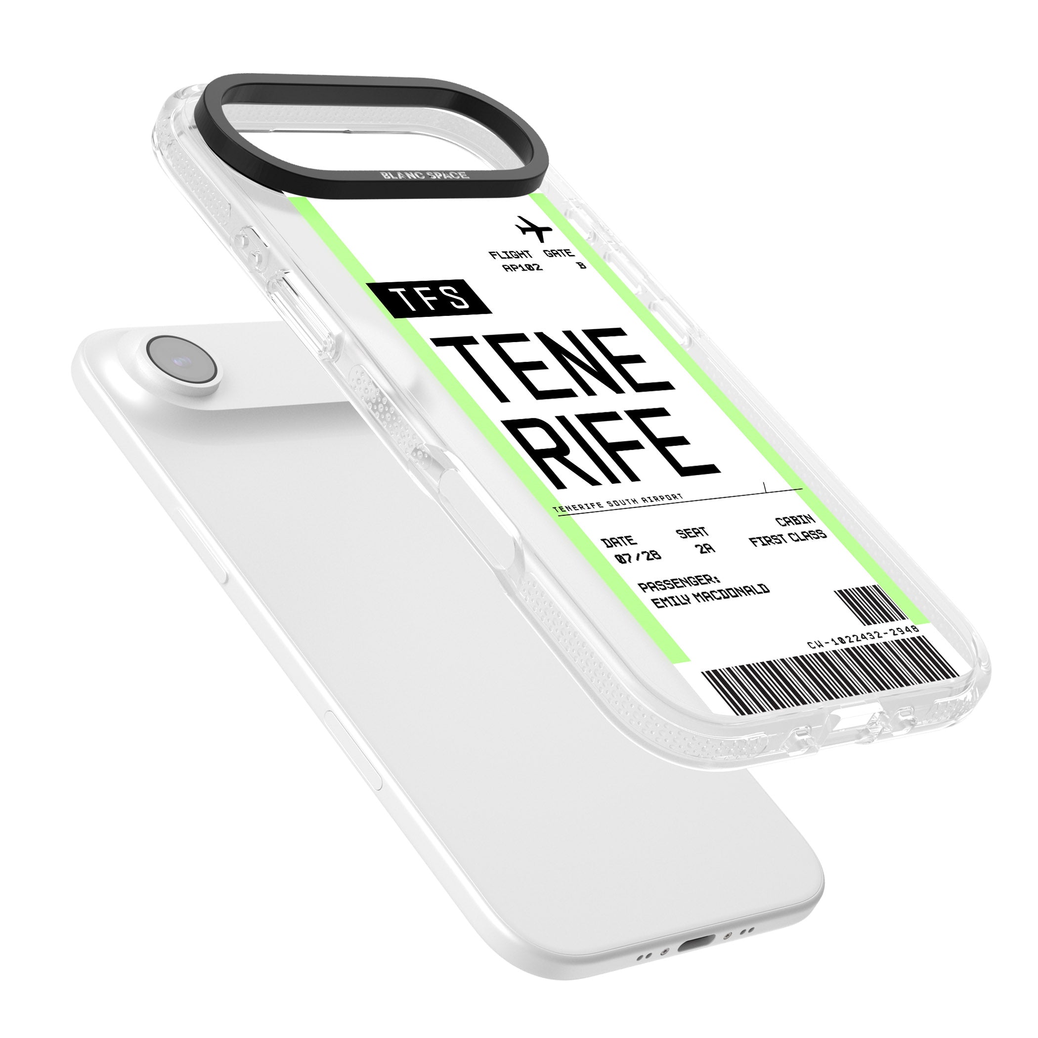 Personalised Tenerife Boarding Pass iPhone 17 Air Impact Air Clear Phone Case Colours