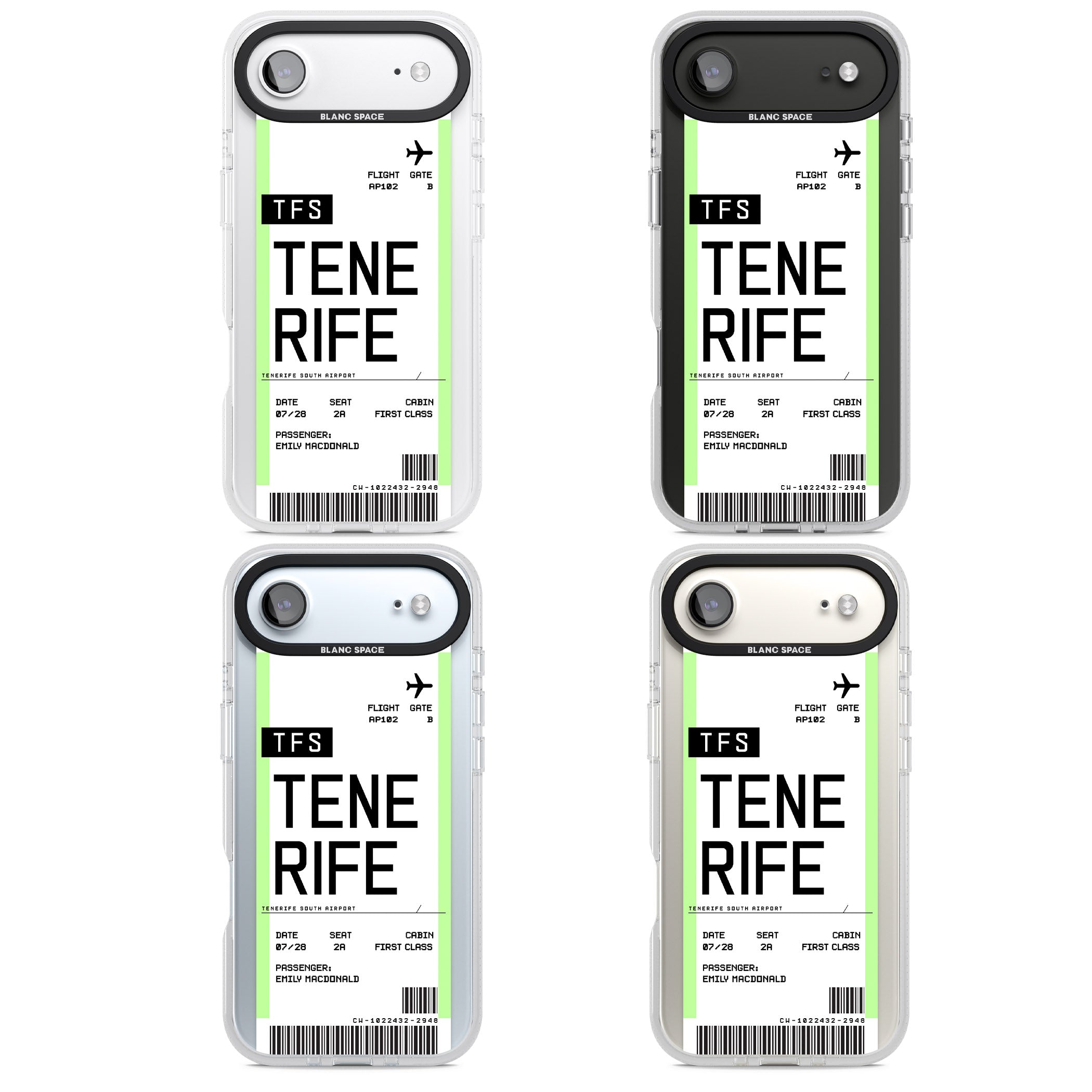 Personalised Tenerife Boarding Pass iPhone 17 Air Impact Air Clear Phone Case APT Impact Protection