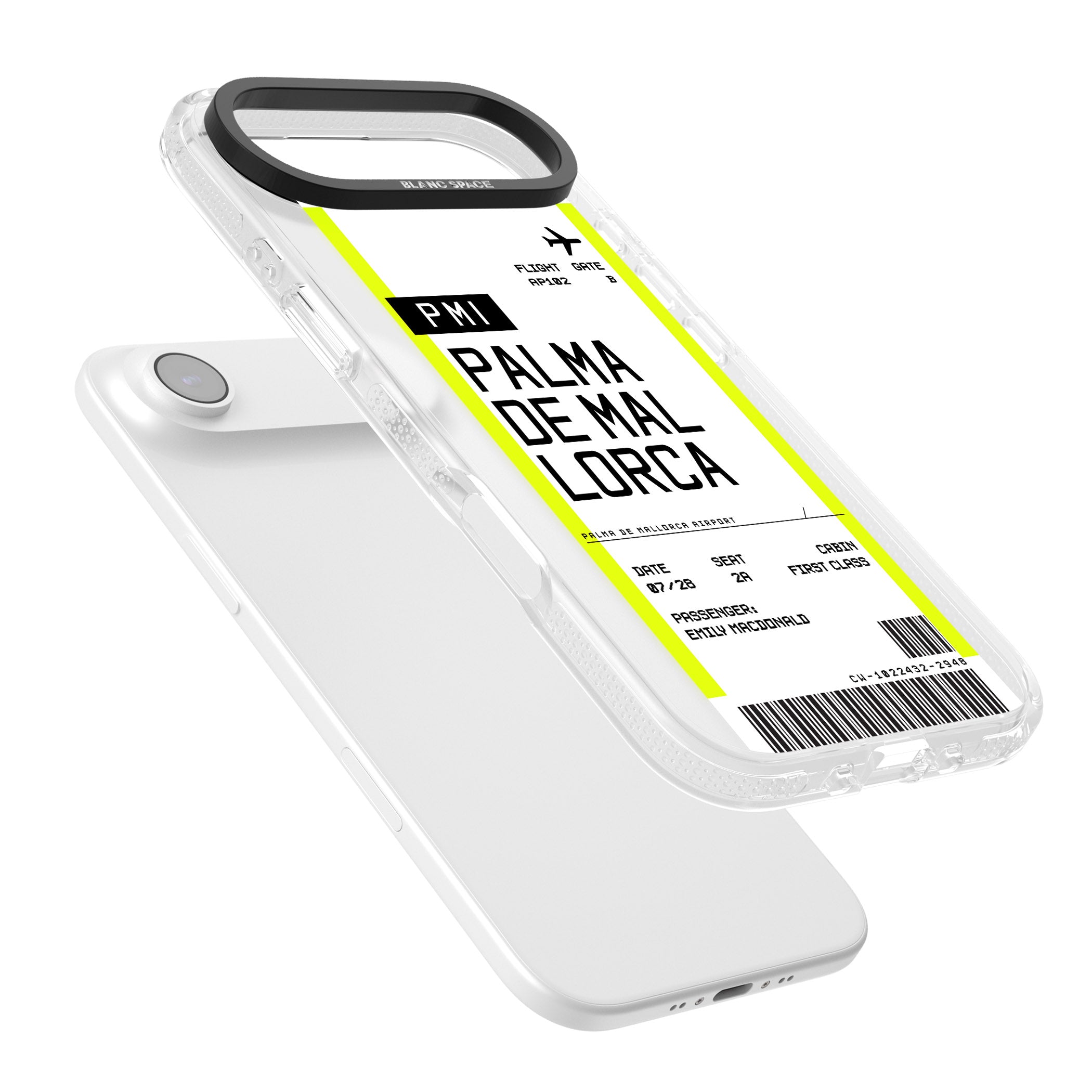 Personalised Palma De Mallorca Boarding Pass iPhone 17 Air Impact Air Clear Phone Case Colours