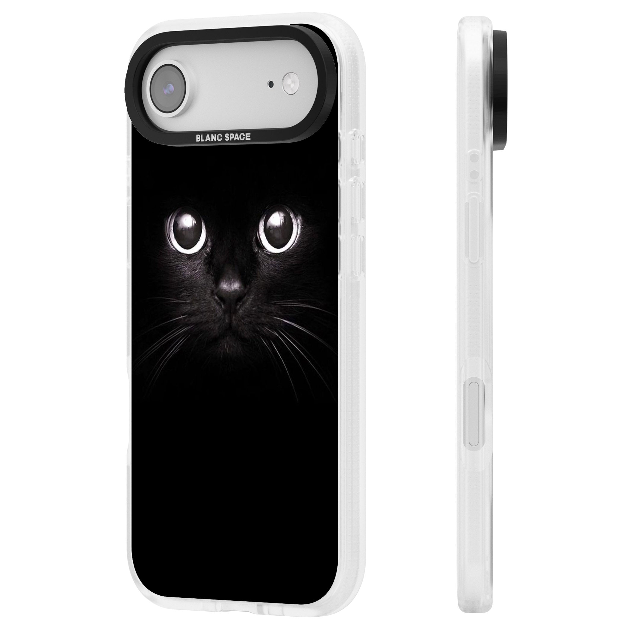 Black Cat iPhone 17 Air Impact Air Clear Phone Case Side Profile