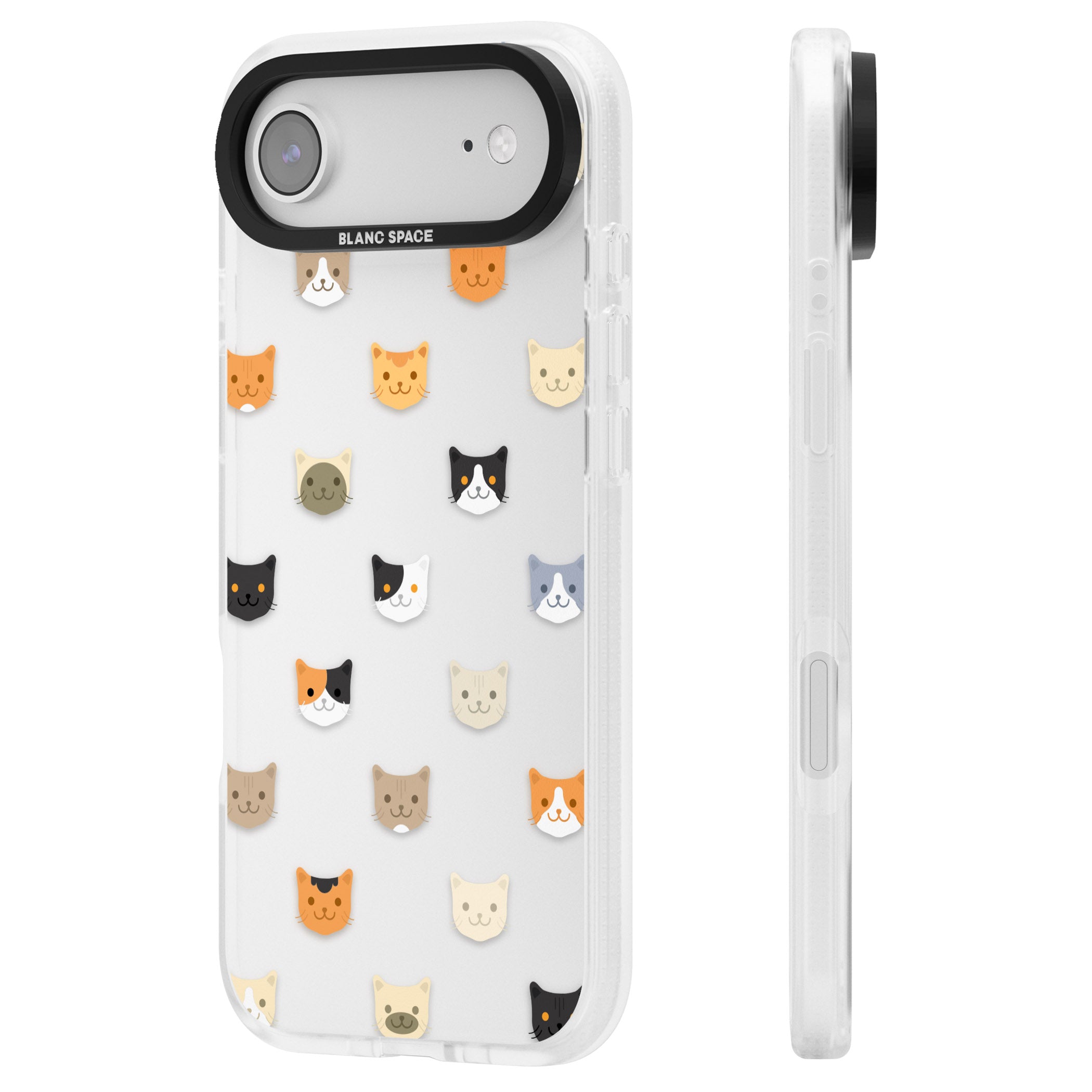 Cute Cat Face Transparent iPhone 17 Air Impact Air Clear Phone Case Side Profile