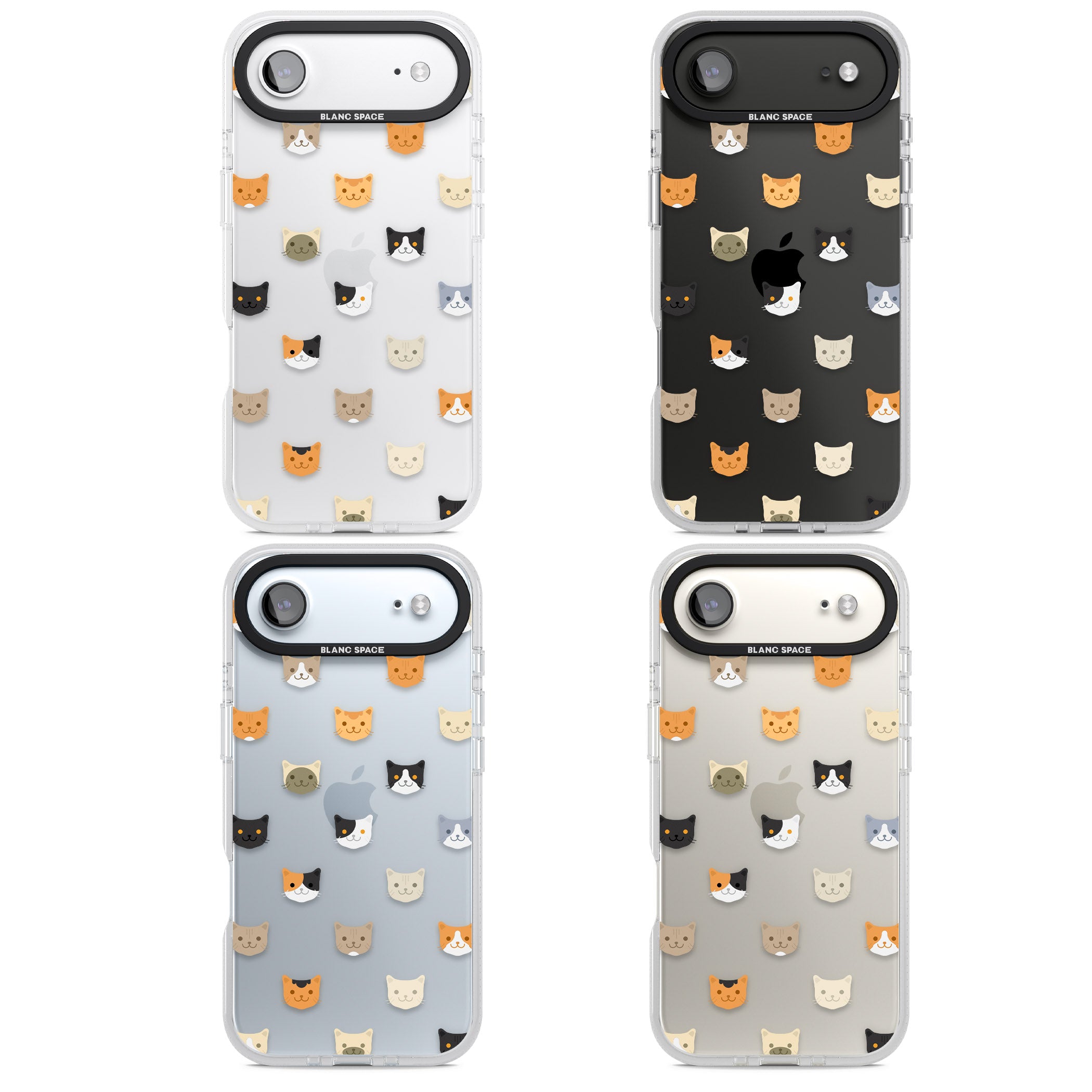 Cute Cat Face Transparent iPhone 17 Air Impact Air Clear Phone Case APT Impact Protection