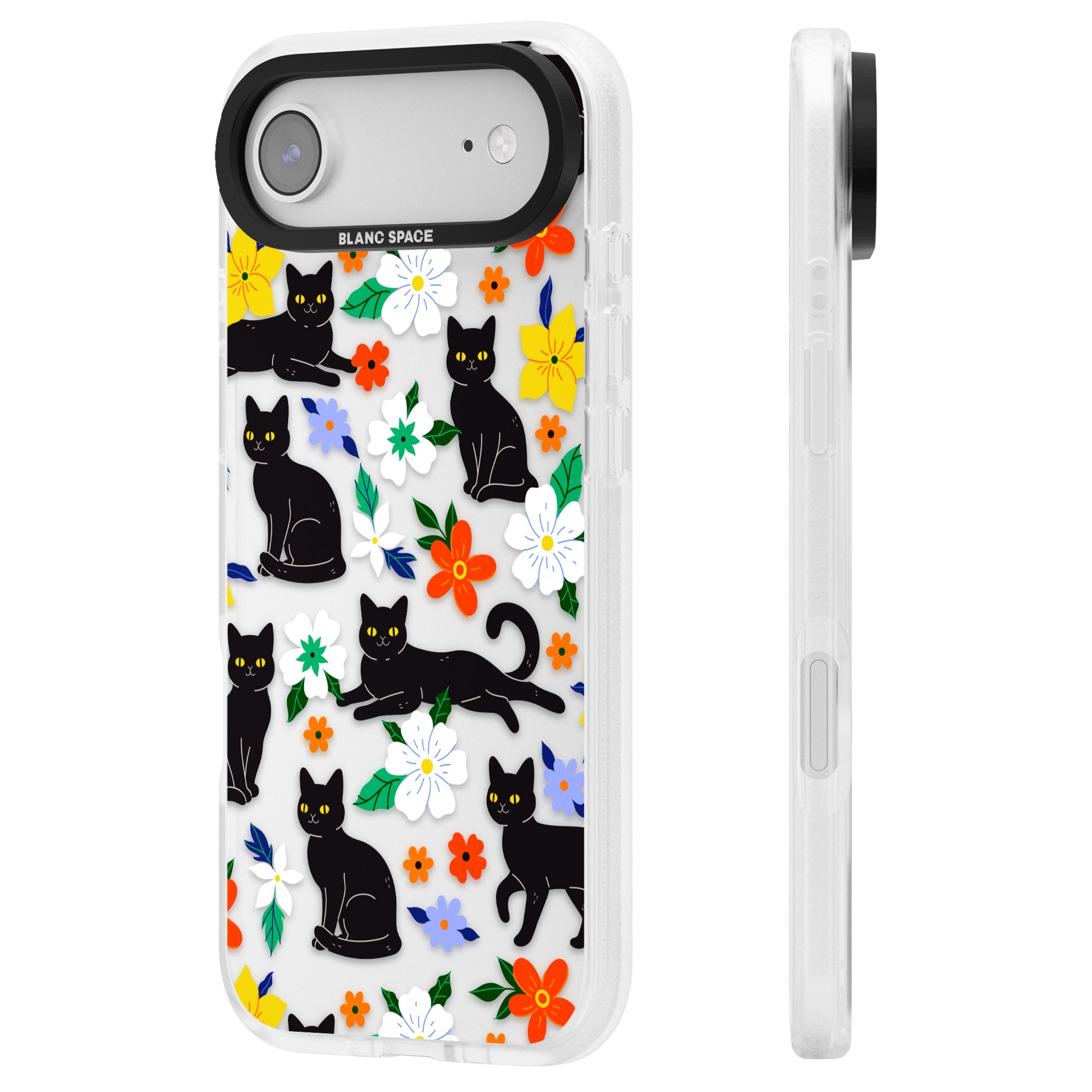 Cats Flowers iPhone 17 Air Impact Air Clear Phone Case Side Profile