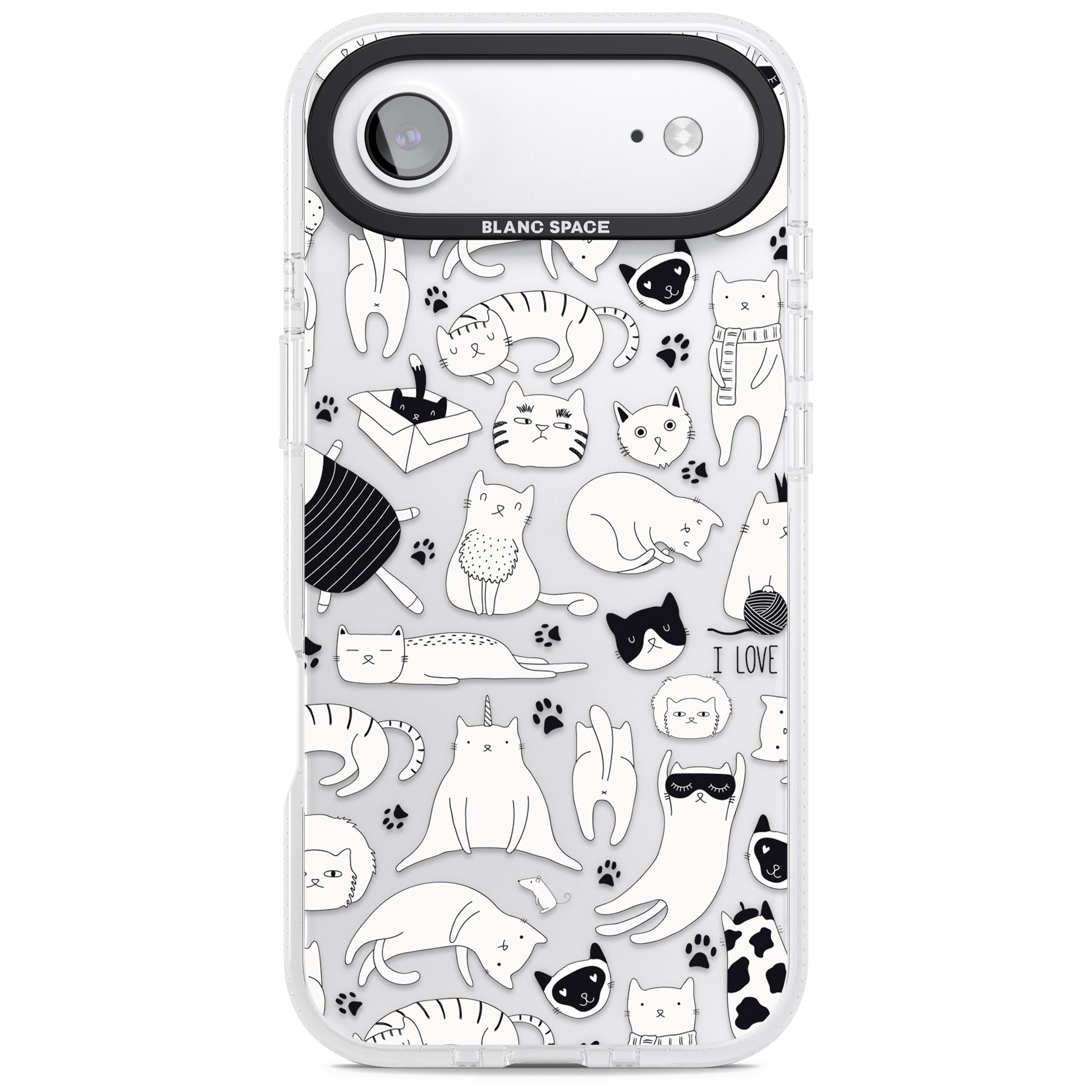 Cartoon Cat Collage Black & White iPhone 17 Air Impact Air Clear Phone Case