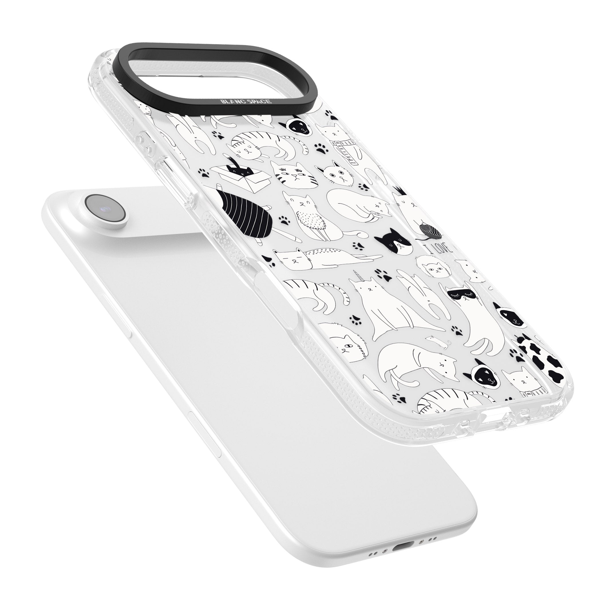 Cartoon Cat Collage Black & White iPhone 17 Air Impact Air Clear Phone Case Colours