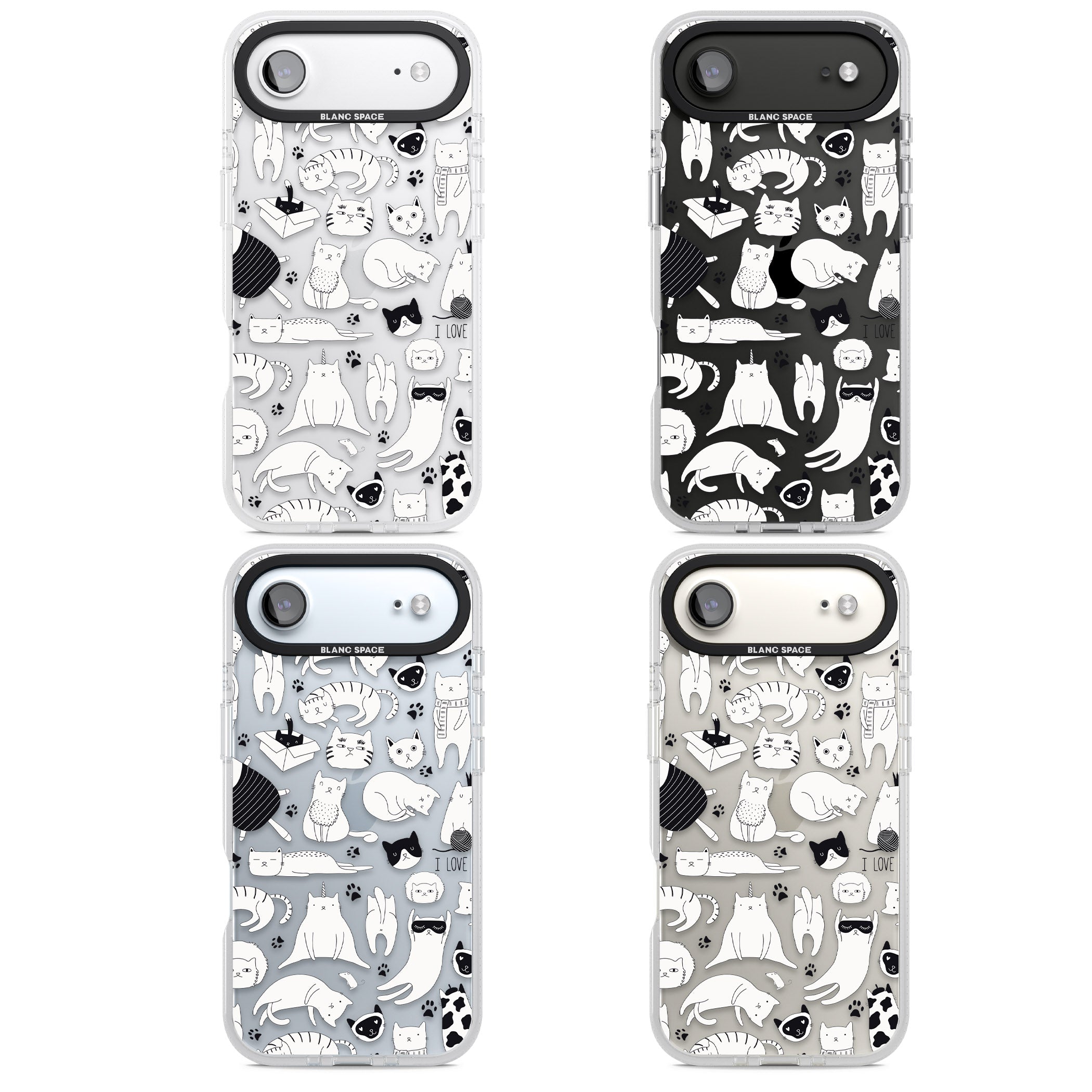 Cartoon Cat Collage Black & White iPhone 17 Air Impact Air Clear Phone Case APT Impact Protection
