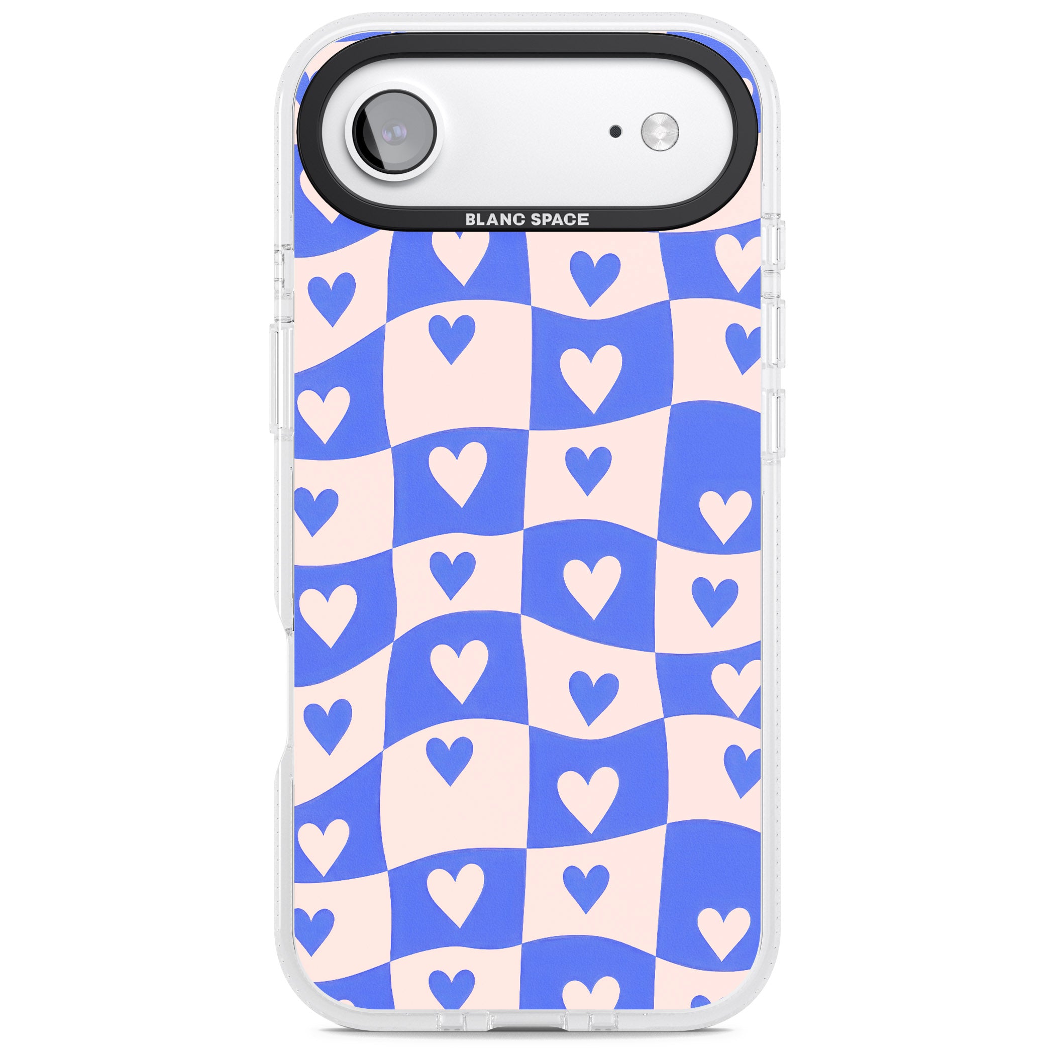 Blue Wavy Checked Hearts iPhone 17 Air Impact Air Clear Phone Case