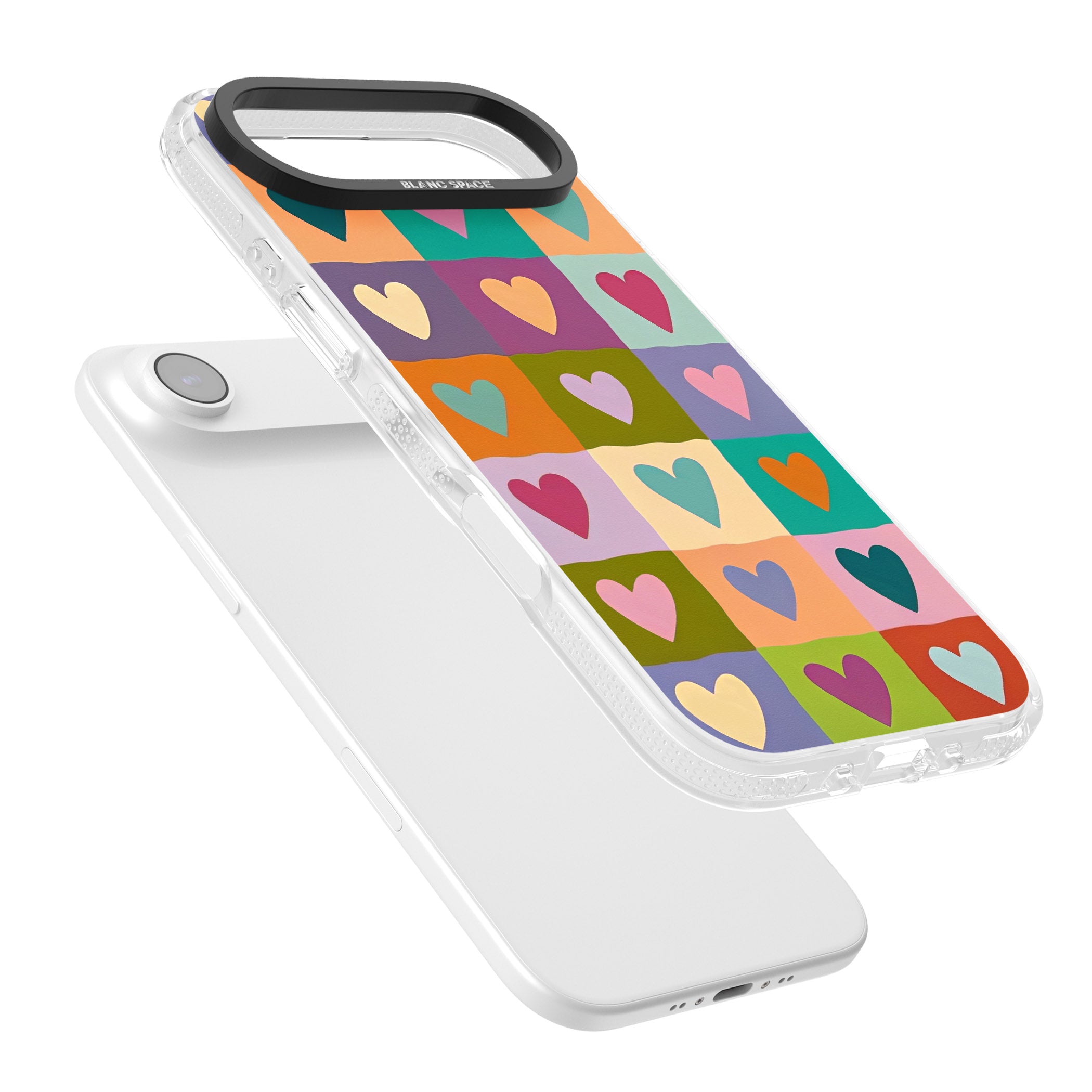 Multicolour Checked Hearts iPhone 17 Air Impact Air Clear Phone Case Colours