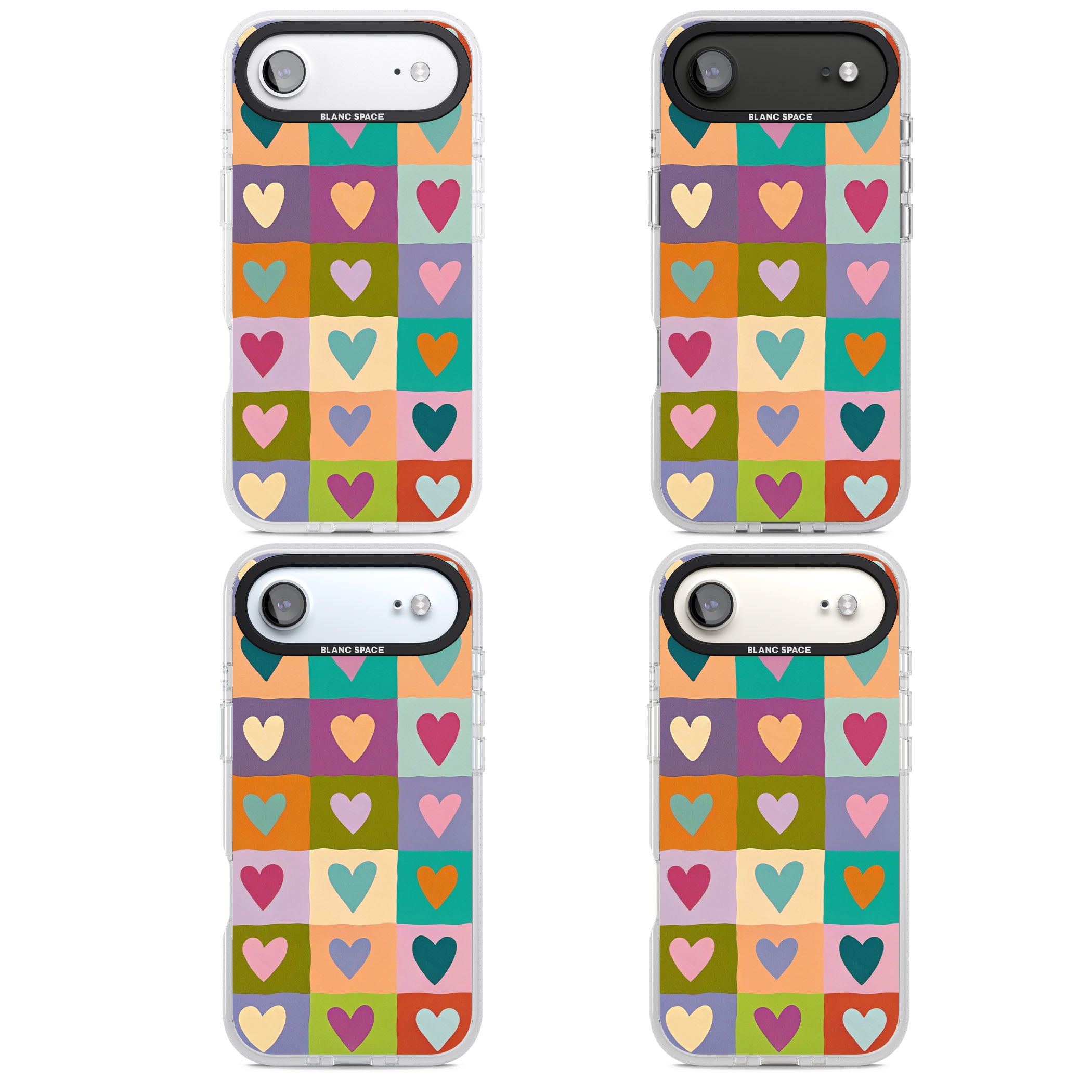 Multicolour Checked Hearts iPhone 17 Air Impact Air Clear Phone Case APT Impact Protection