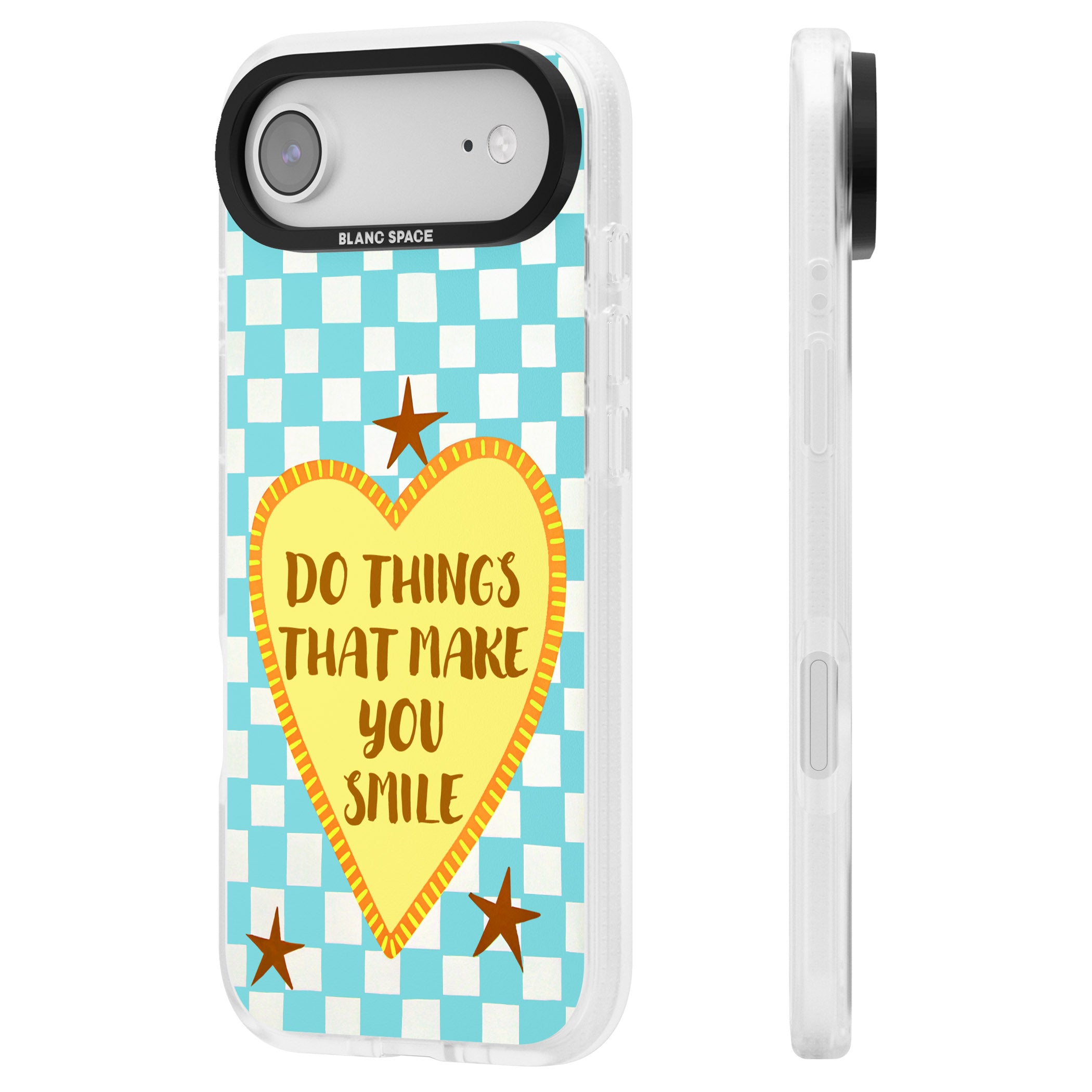 Do Things That Make You Smile iPhone 17 Air Impact Air Clear Phone Case Side Profile