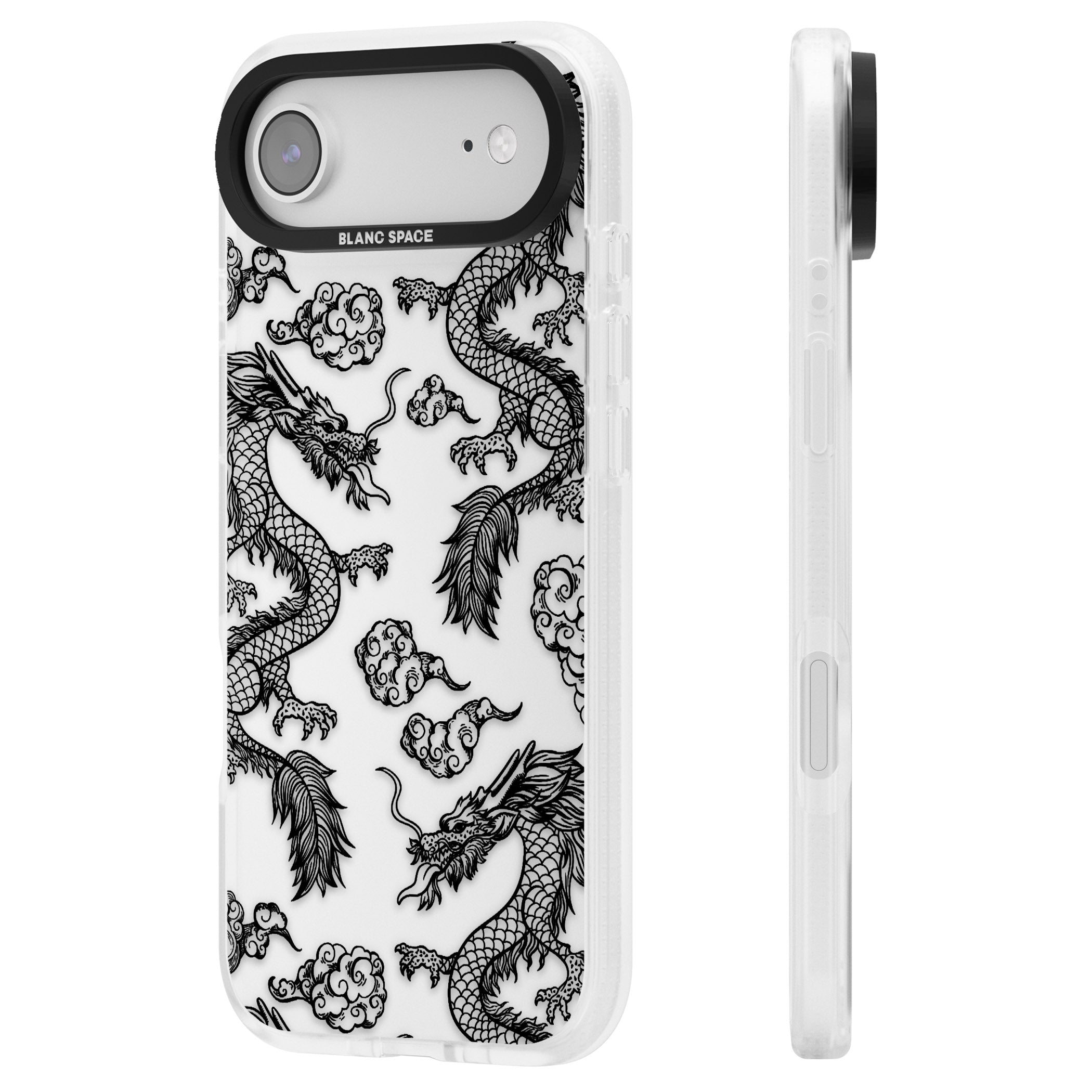 Black Dragon Pattern iPhone 17 Air Impact Air Clear Phone Case Side Profile