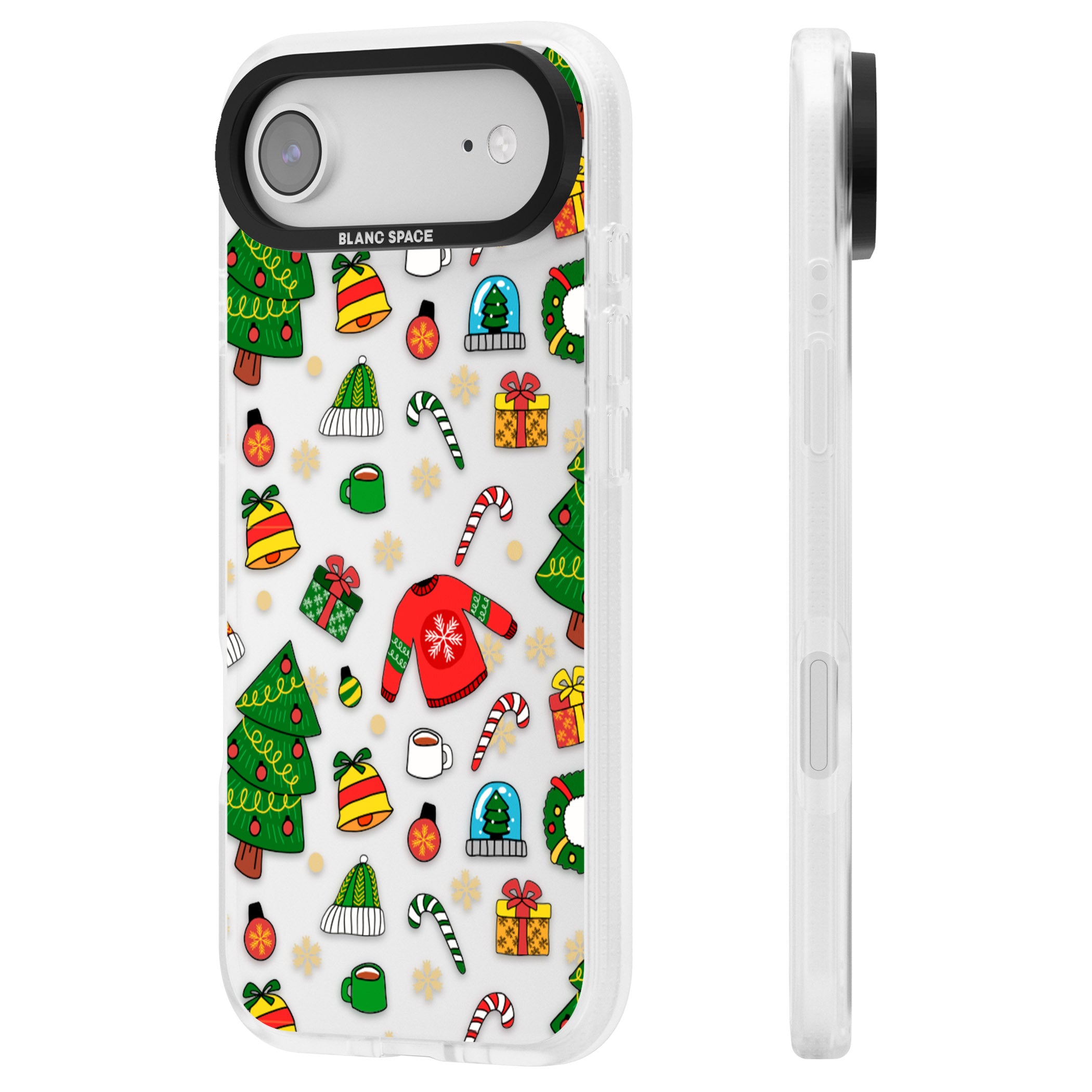 Christmas Mixture Pattern iPhone 17 Air Impact Air Clear Phone Case Side Profile