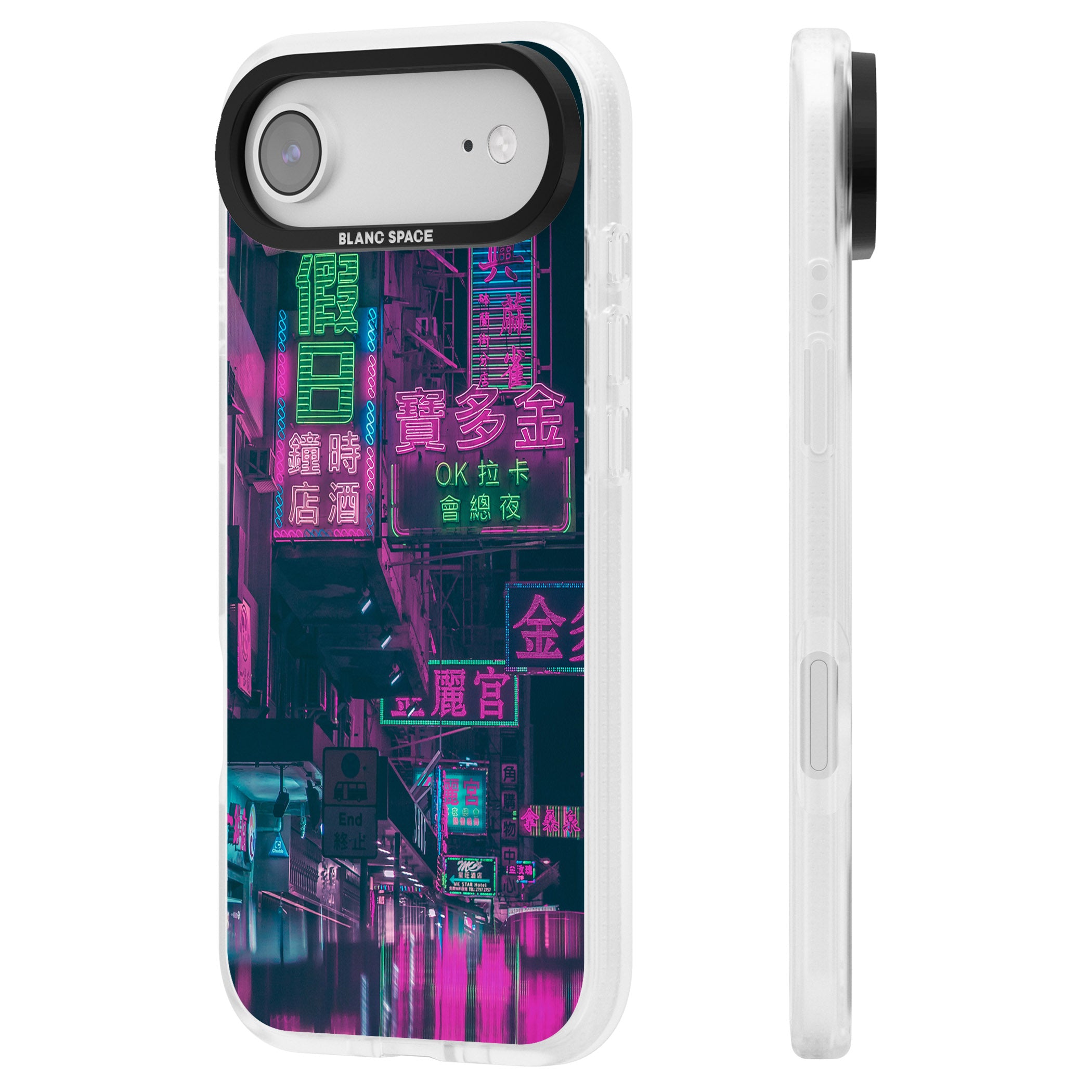 Neon Night Strip iPhone 17 Air Impact Air Clear Phone Case Side Profile