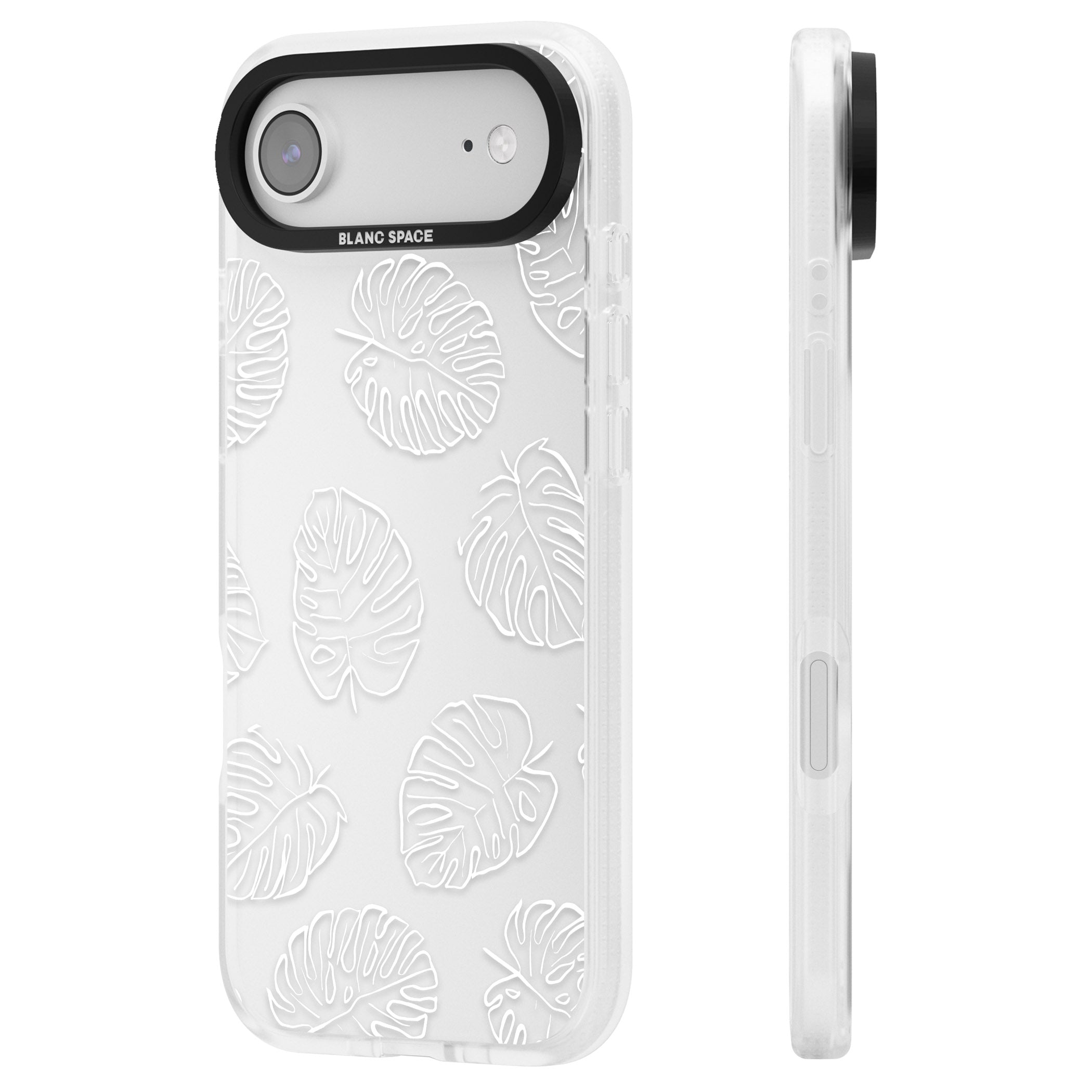Monstera Outline iPhone 17 Air Impact Air Clear Phone Case Side Profile