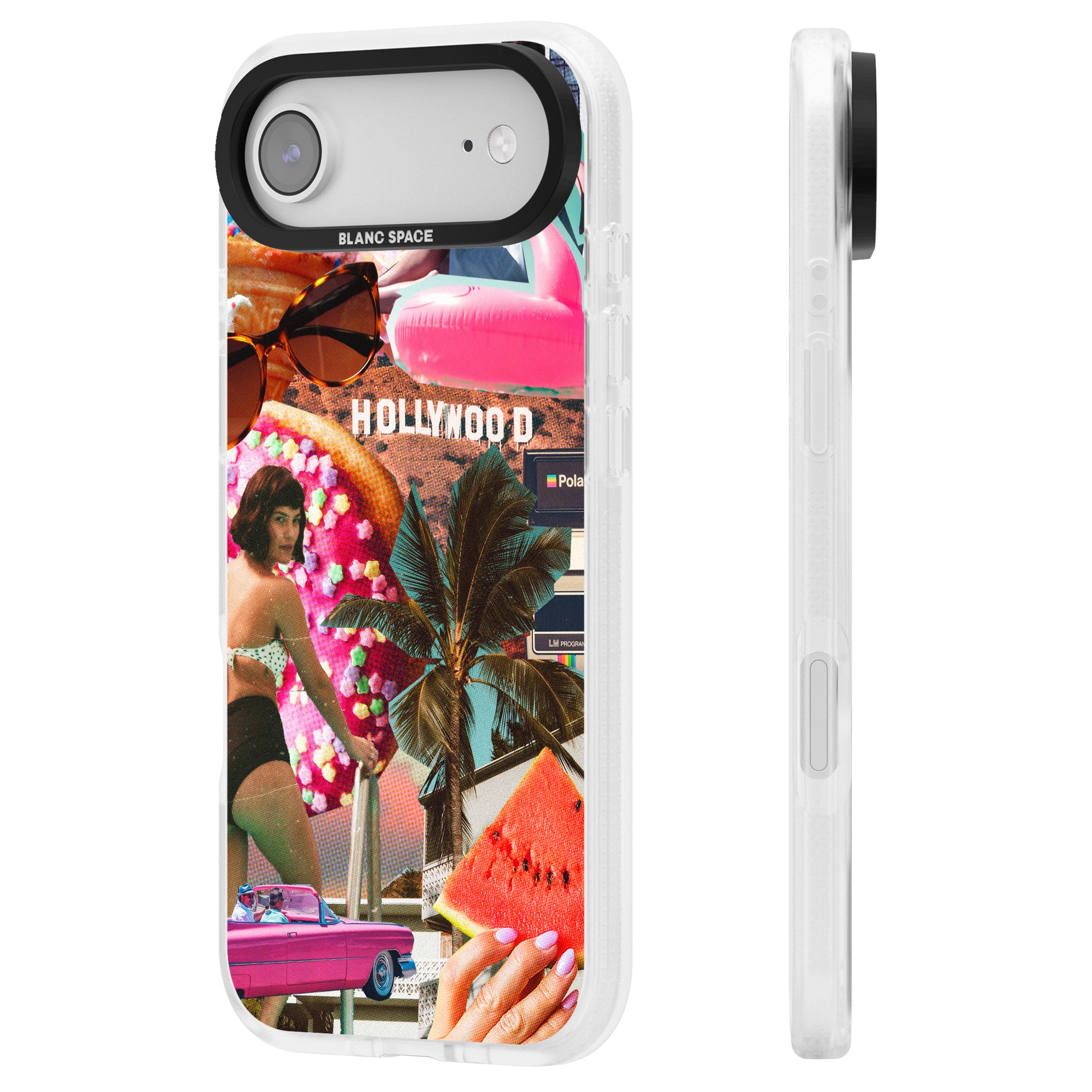 Hollywood Retro Collage iPhone 17 Air Impact Air Clear Phone Case Side Profile
