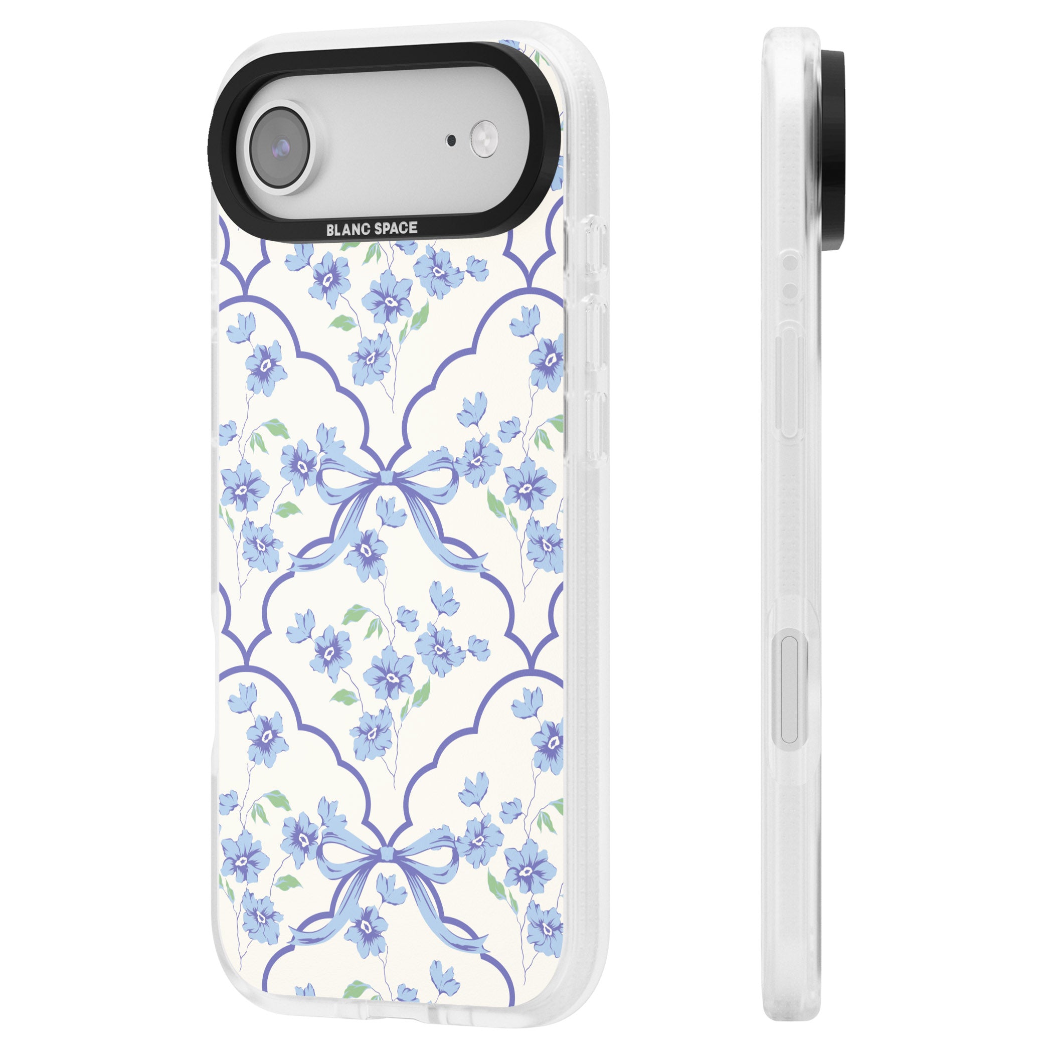 Blue Cottage Floral iPhone 17 Air Impact Air Clear Phone Case Side Profile