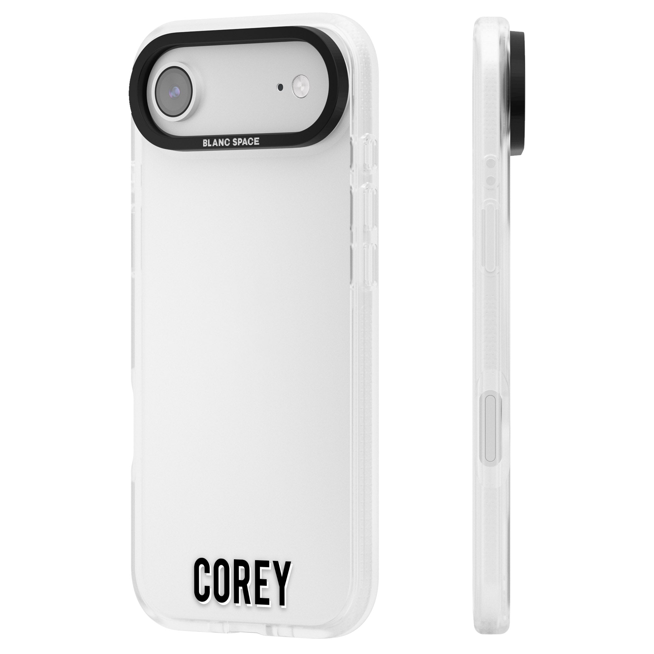 Personalised Bottom Name iPhone 17 Air Impact Air Clear Phone Case Side Profile