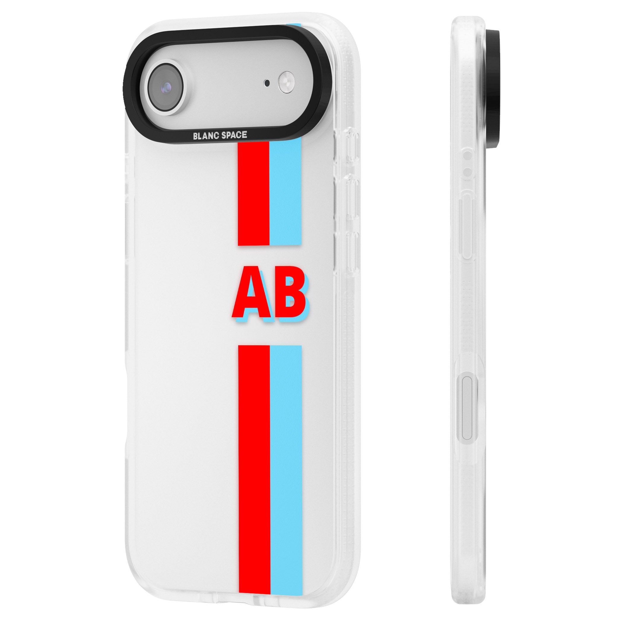 Personalised Bold Striped iPhone 17 Air Impact Air Clear Phone Case Side Profile