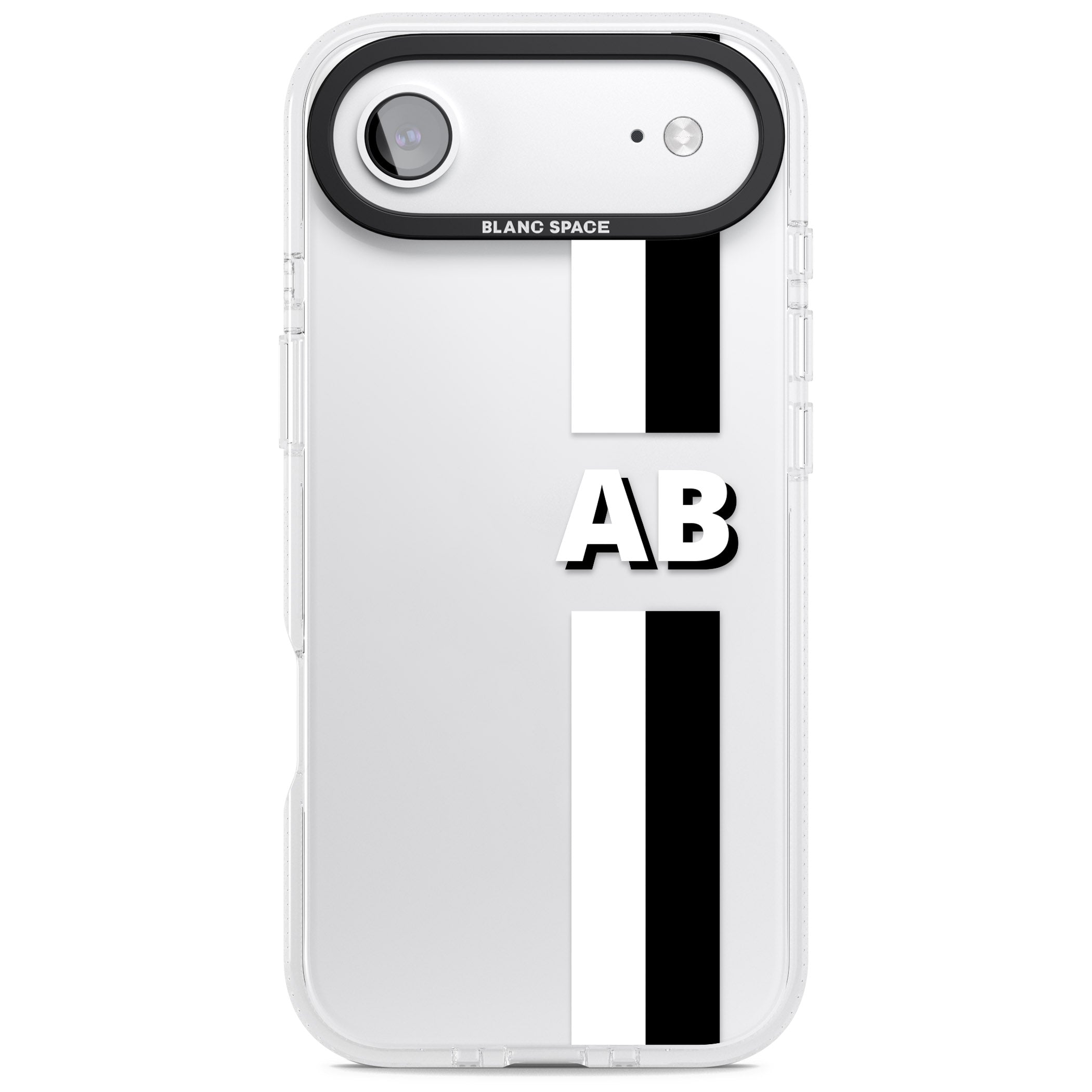 Personalised Bold Two Stripe Name iPhone 17 Air Impact Air Clear Phone Case