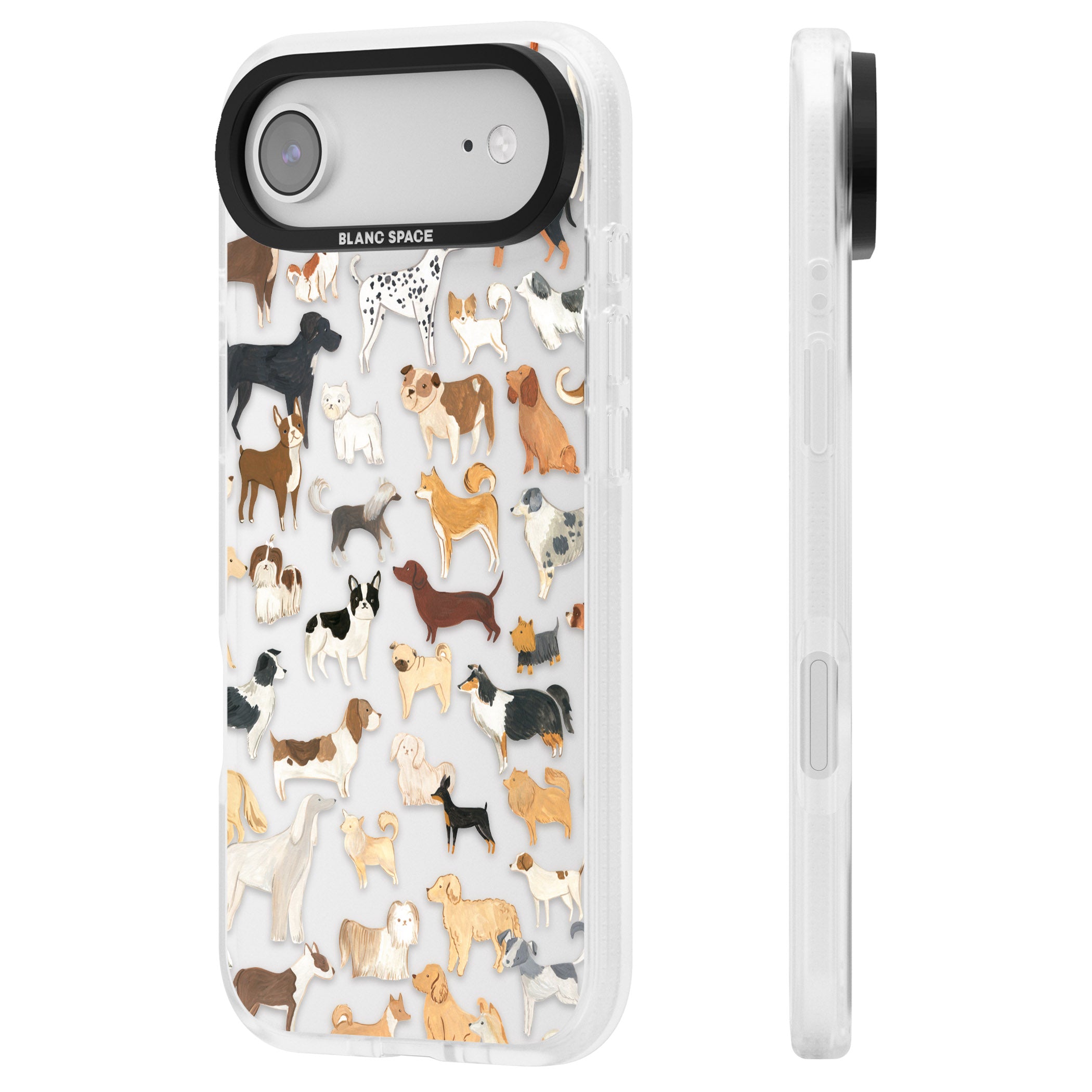 Hand Painted Dogs iPhone 17 Air Impact Air Clear Phone Case Side Profile