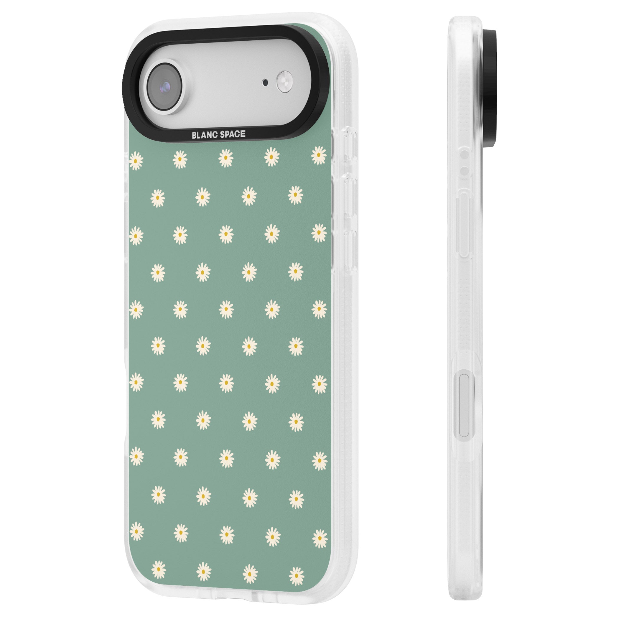 Sage Daisy Floral iPhone 17 Air Impact Air Clear Phone Case Side Profile