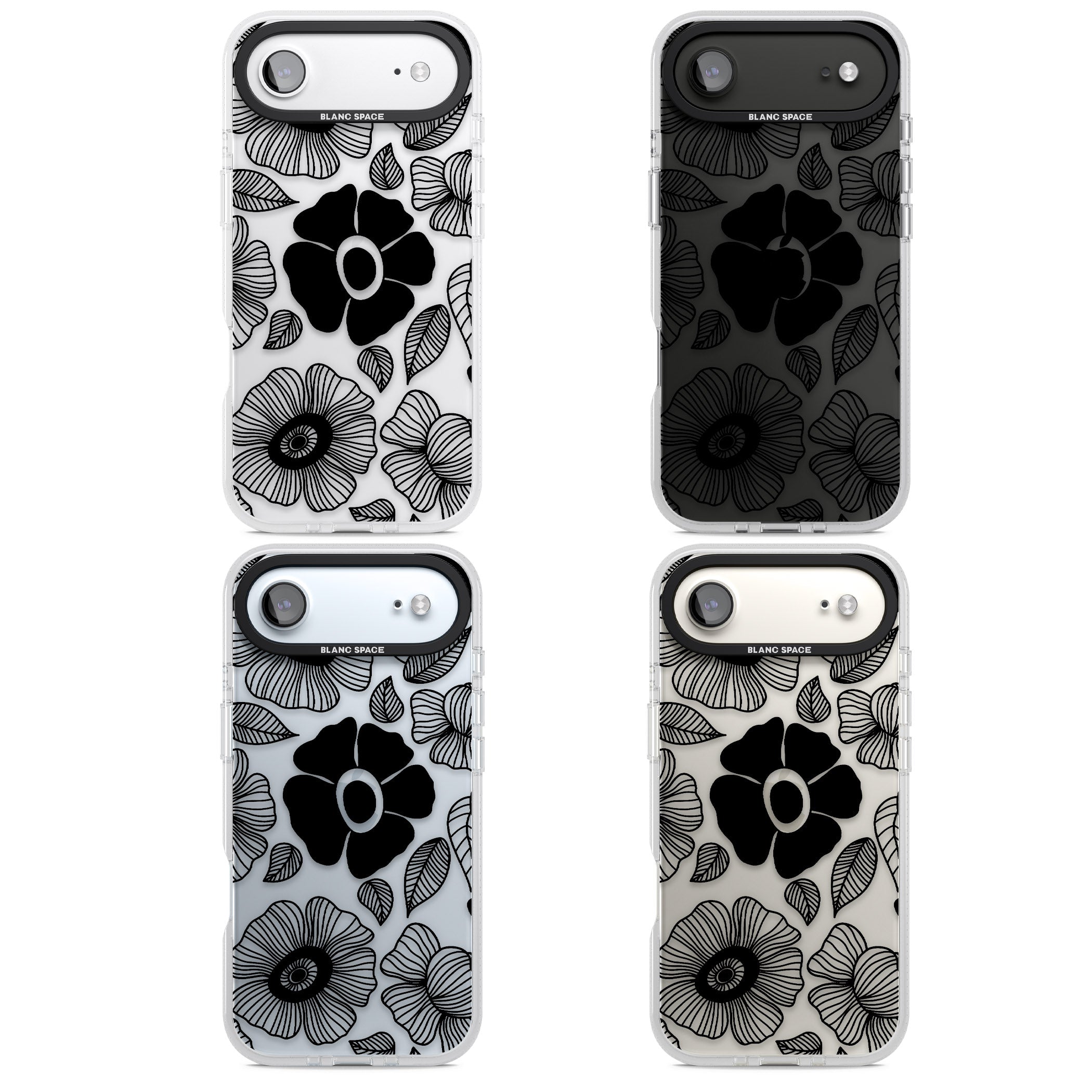 Black Flowers iPhone 17 Air Impact Air Clear Phone Case APT Impact Protection