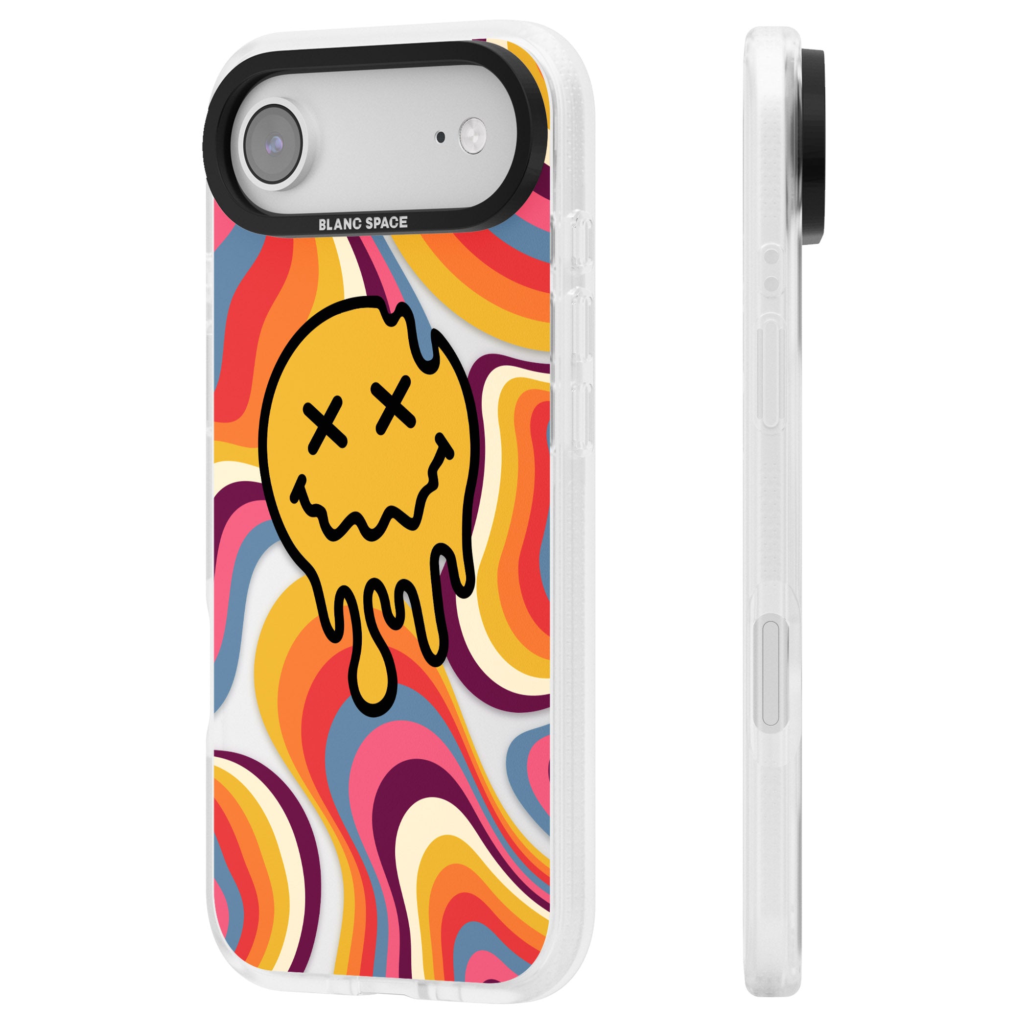 Trippy Face Melt iPhone 17 Air Impact Air Clear Phone Case Side Profile