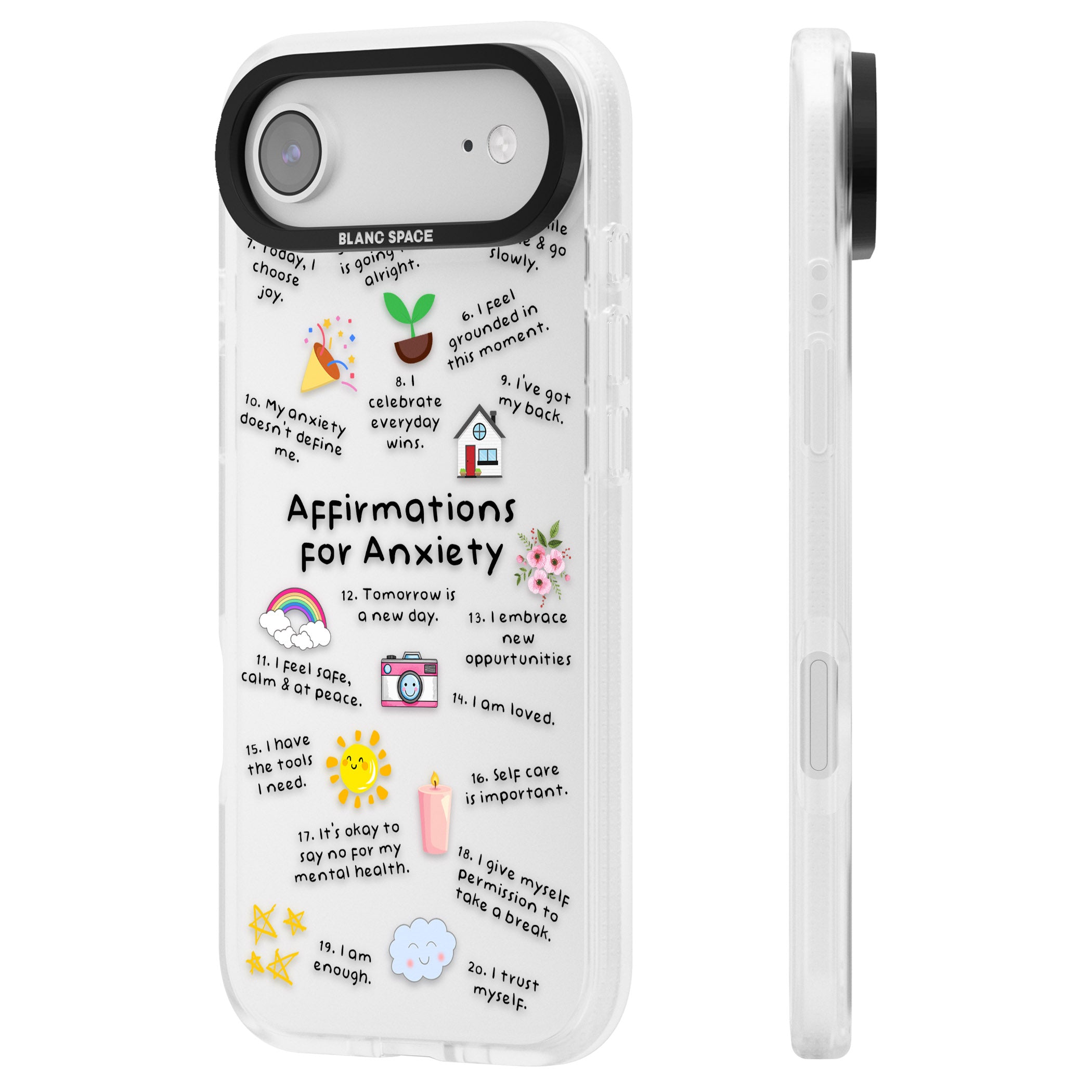 Anxiety Black Text iPhone 17 Air Impact Air Clear Phone Case Side Profile