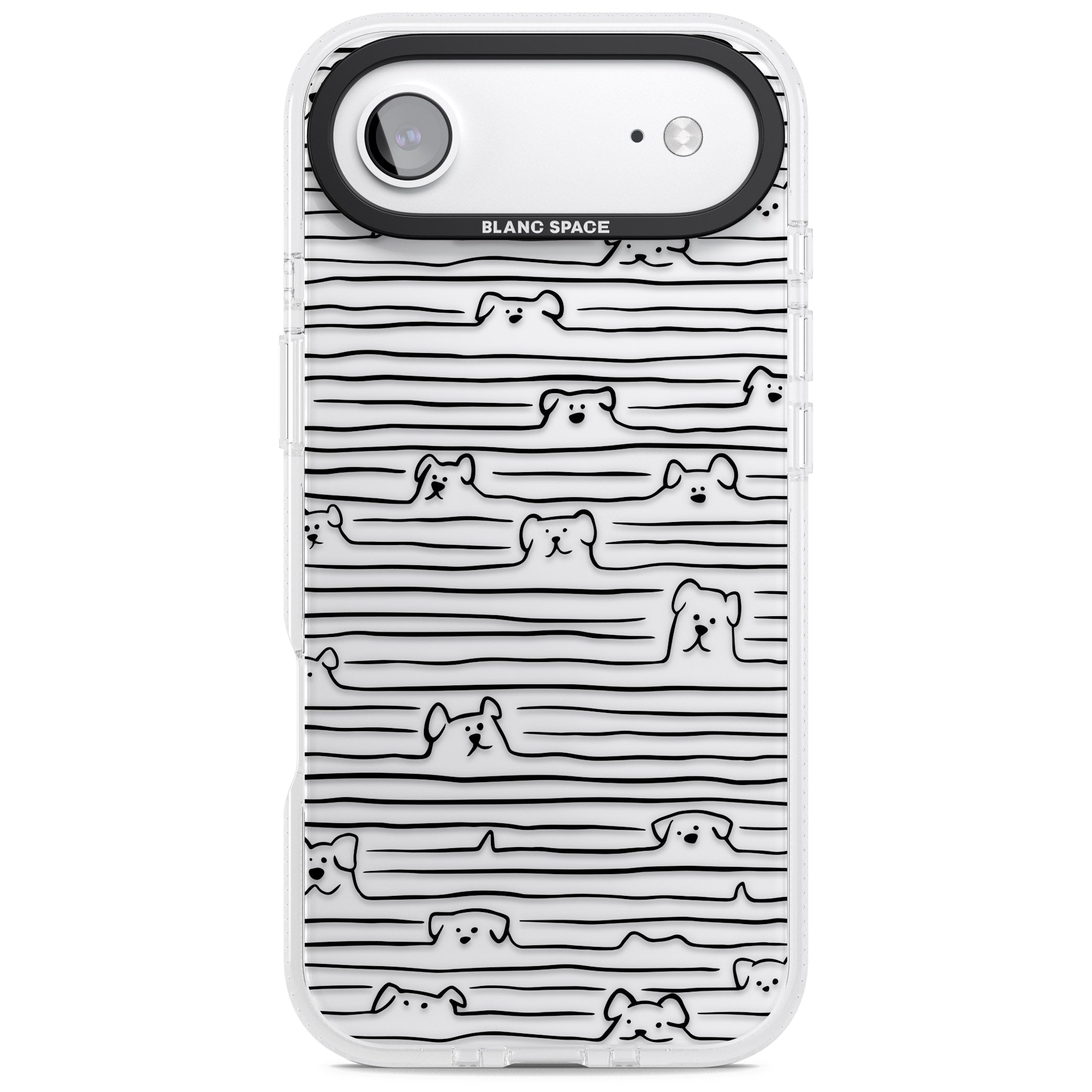 Dog Line Art Black iPhone 17 Air Impact Air Clear Phone Case