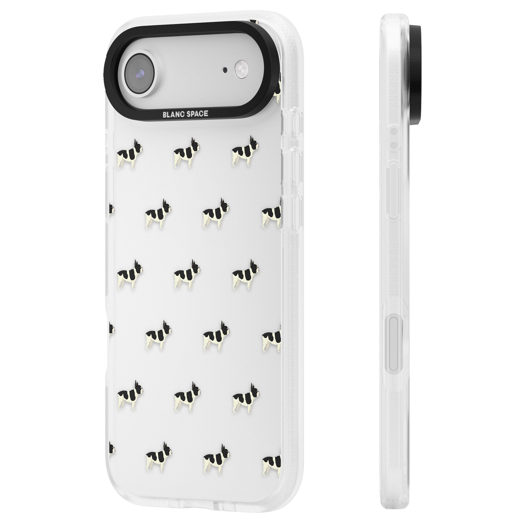 Frenchie Repeat Dog iPhone 17 Air Impact Air Clear Phone Case Side Profile