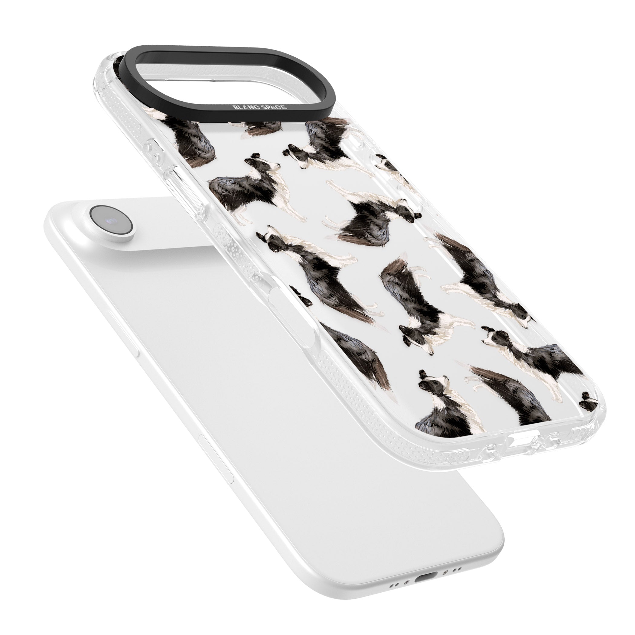 Border Collie Pattern Watercolour iPhone 17 Air Impact Air Clear Phone Case Colours