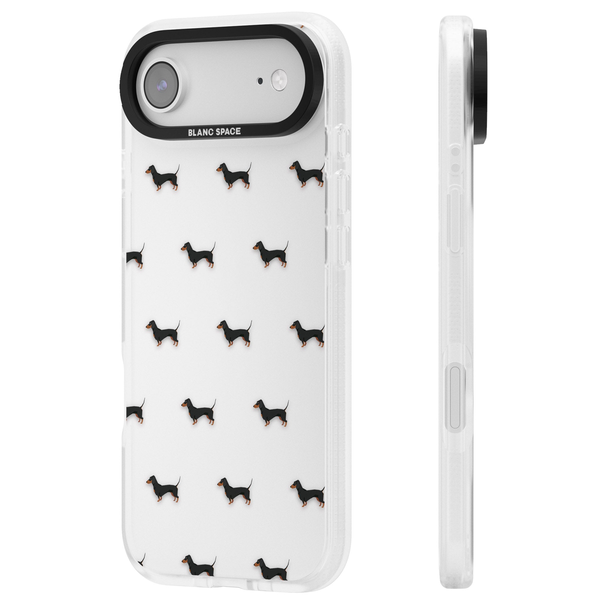 Dachshund Pattern Clear iPhone 17 Air Impact Air Clear Phone Case Side Profile