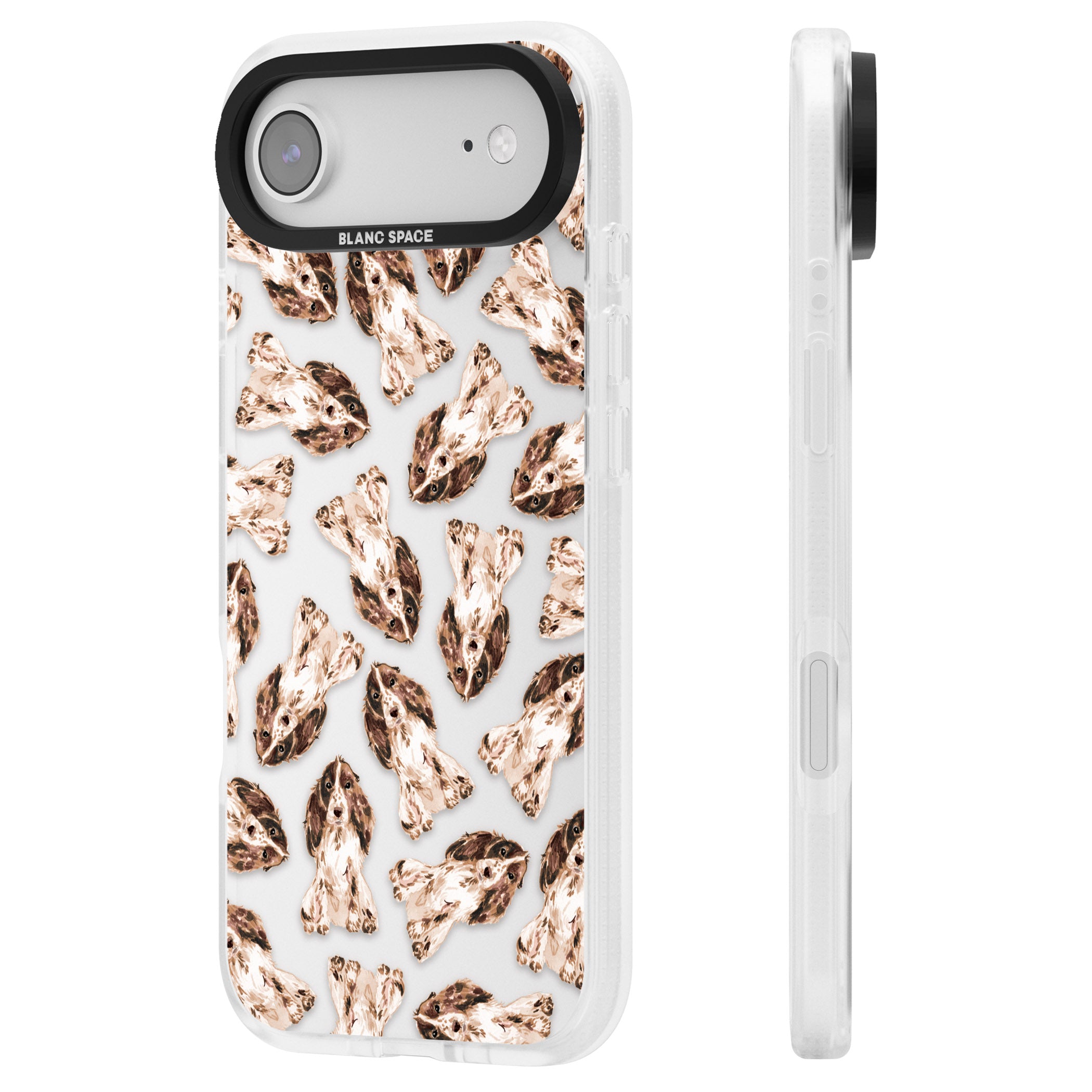 Cocker Spaniel (Brown) Watercolour Dog Pattern iPhone 17 Air Impact Air Clear Phone Case Side Profile