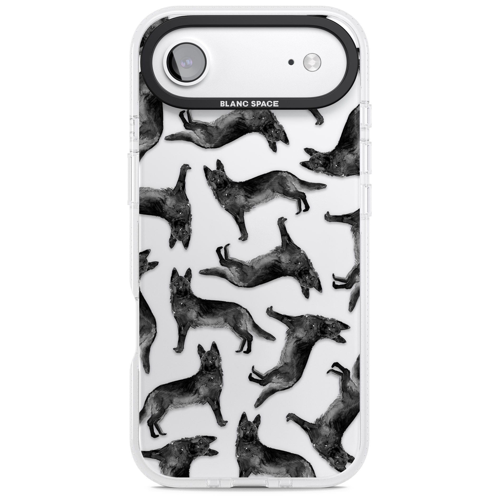 German Shepherd Pattern Black iPhone 17 Air Impact Air Clear Phone Case