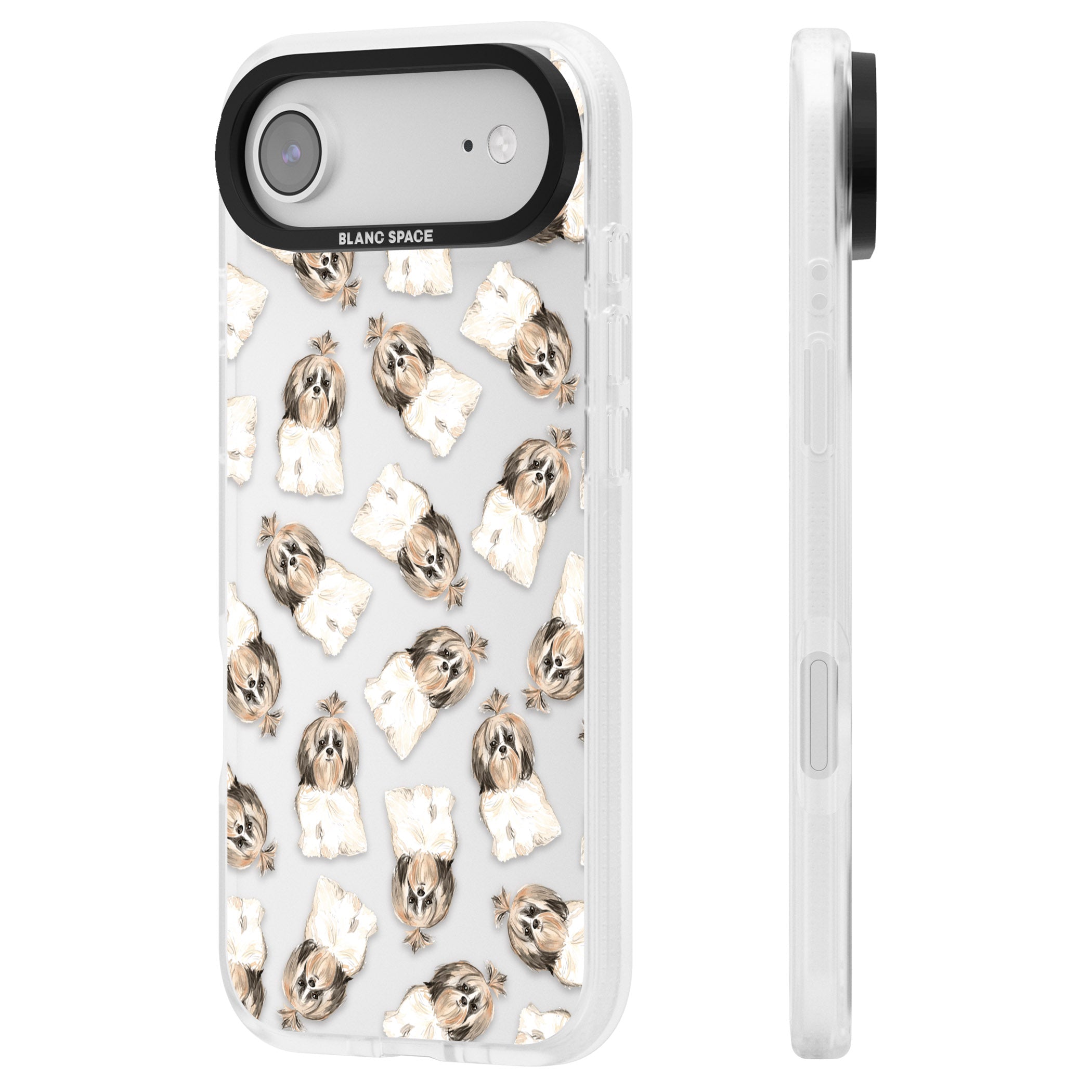 Shih Tzu Pattern Long Hair iPhone 17 Air Impact Air Clear Phone Case Side Profile