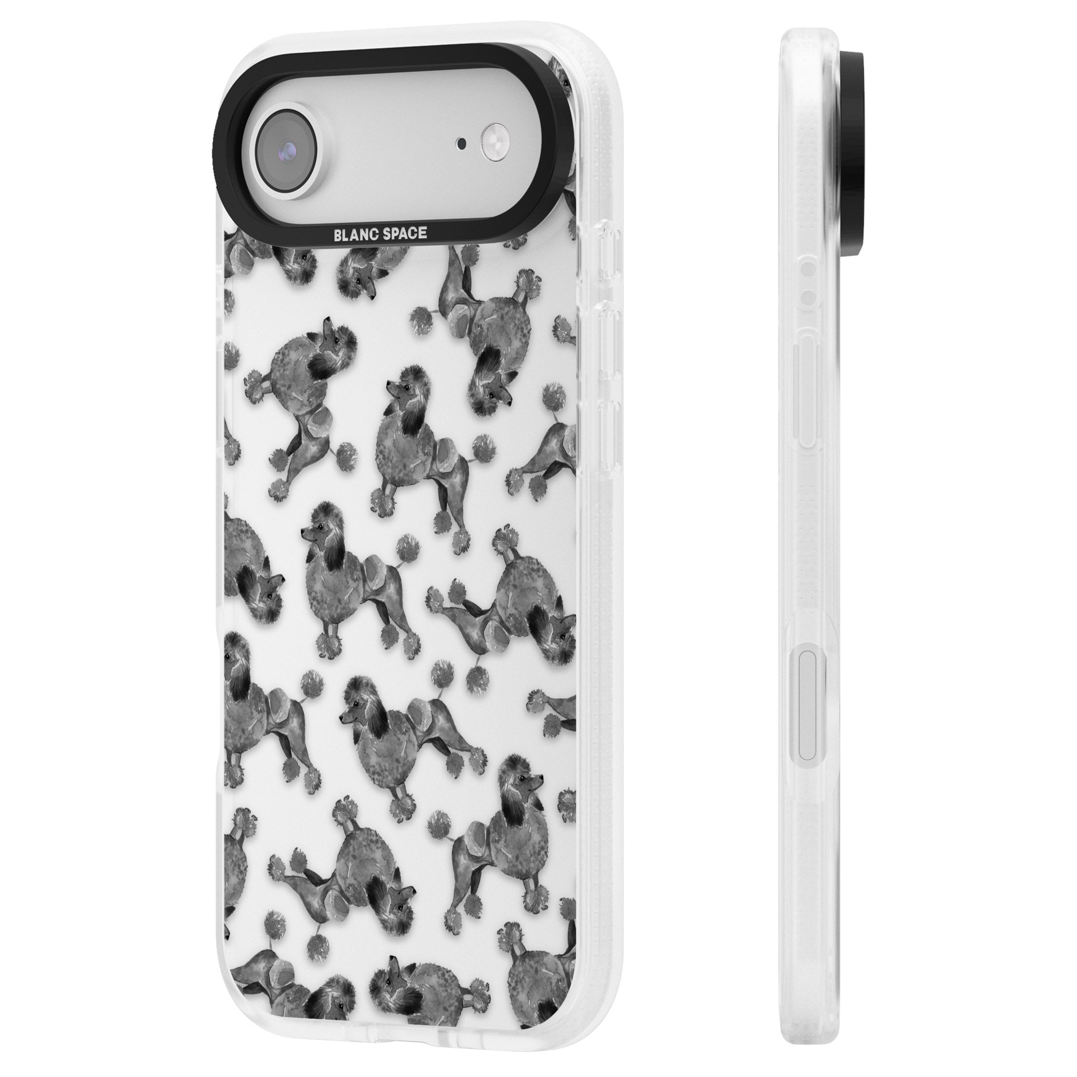 Poodle Pattern iPhone 17 Air Impact Air Clear Phone Case Side Profile