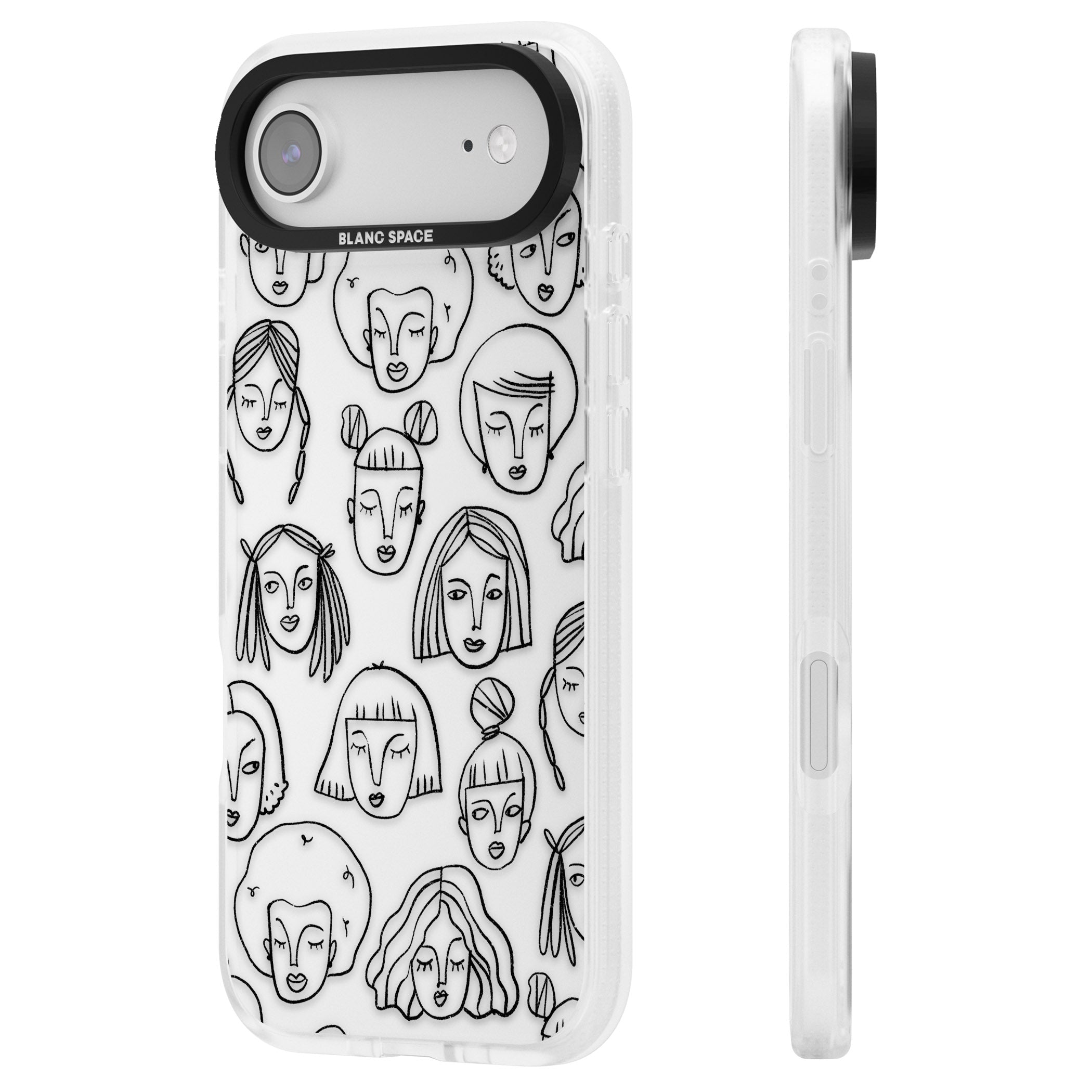Doodle Face iPhone 17 Air Impact Air Clear Phone Case Side Profile