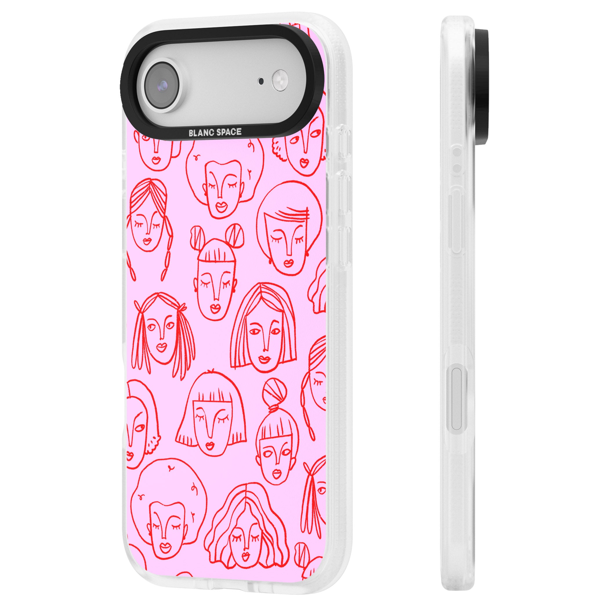 Girl Portrait Doodles iPhone 17 Air Impact Air Clear Phone Case Side Profile