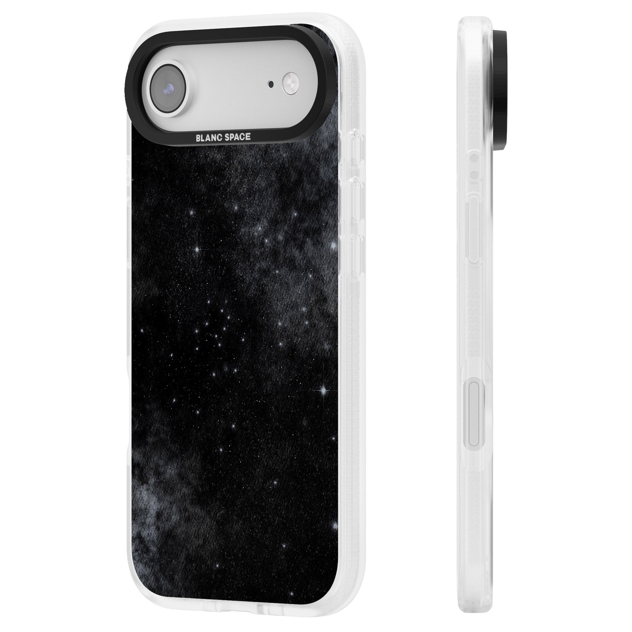 Night Sky Galaxies: Shimmering Stars iPhone 17 Air Impact Air Clear Phone Case Side Profile