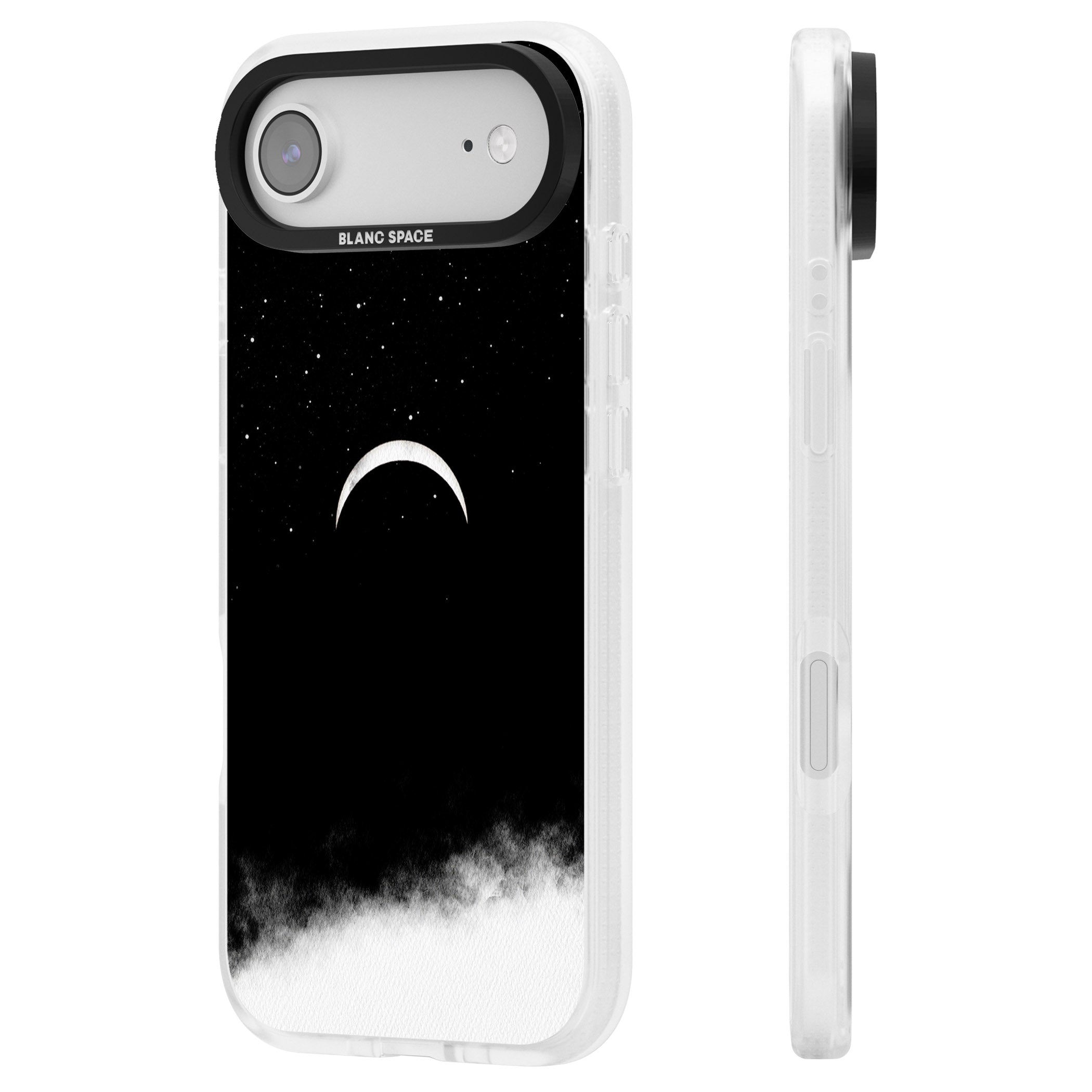 Crescent Moon Night Sky iPhone 17 Air Impact Air Clear Phone Case Side Profile